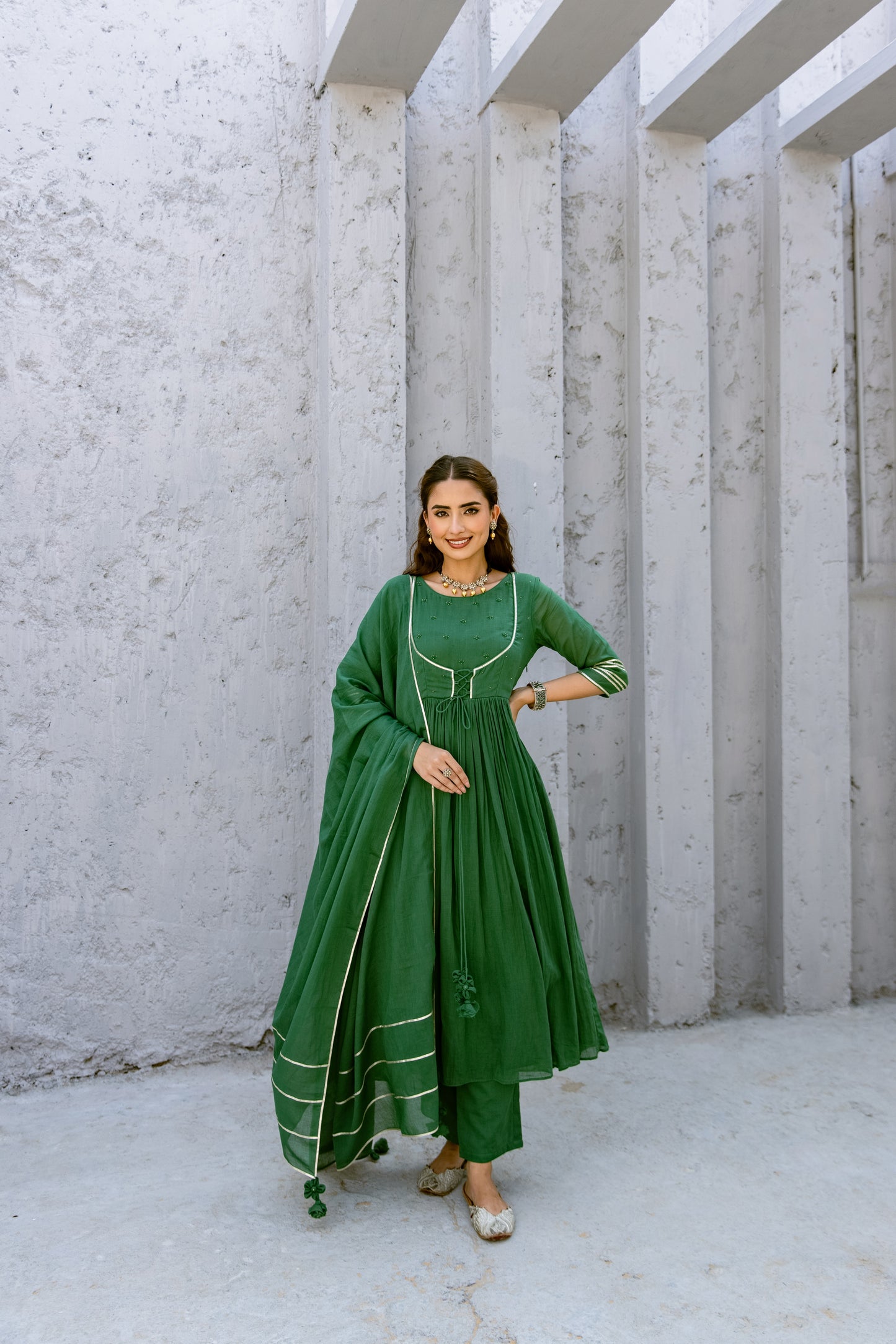 Green - Jacket Style Anarkali