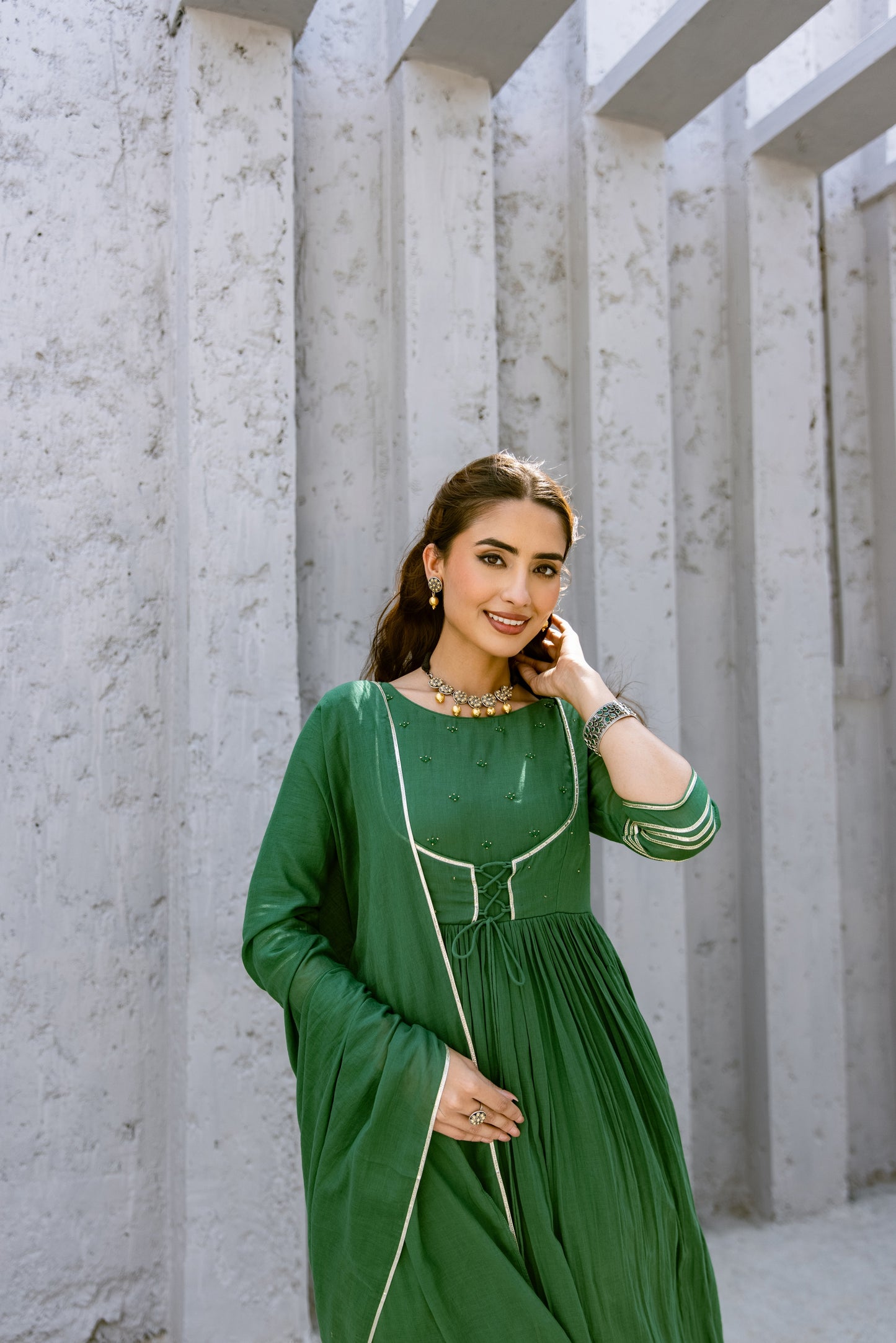 Green - Jacket Style Anarkali