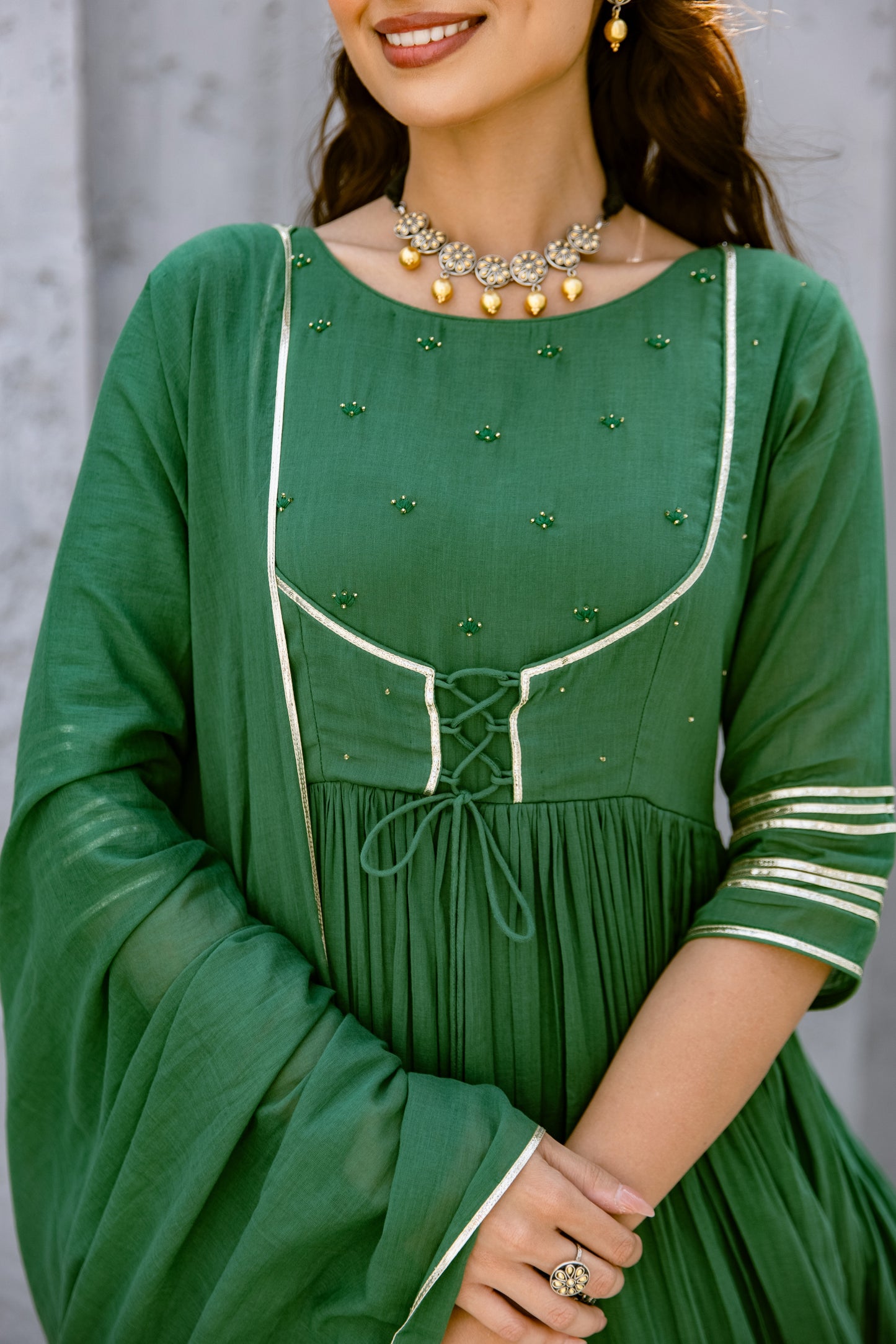 Green - Jacket Style Anarkali