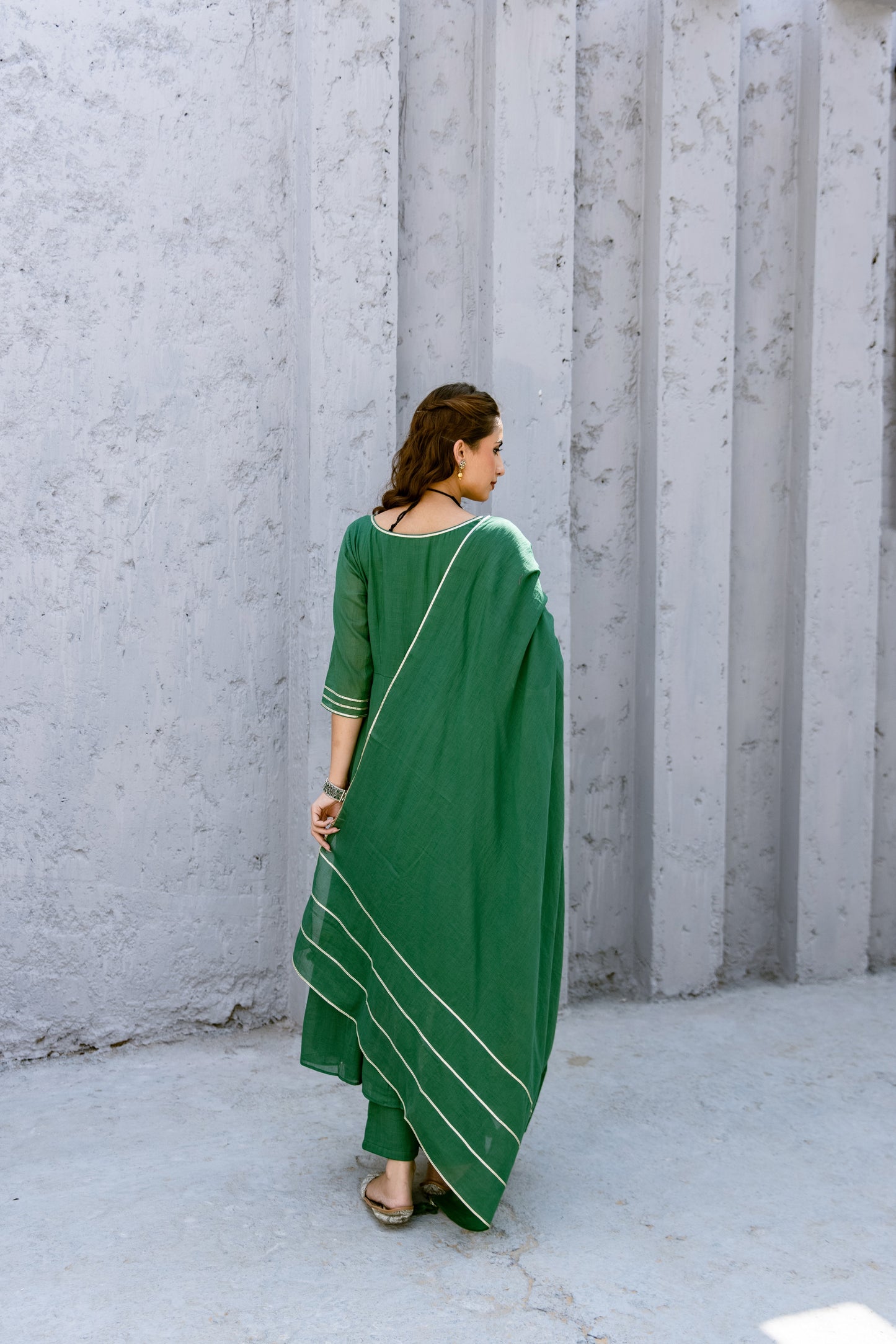 Green - Glass Neck Anarkali