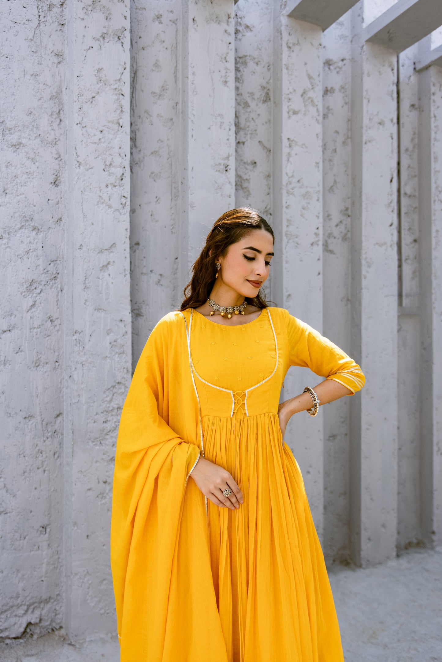 Yellow - Jacket Style Anarkali