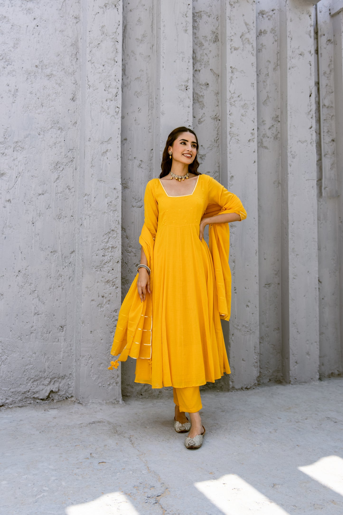 Yellow - Glass Neck Anarkali