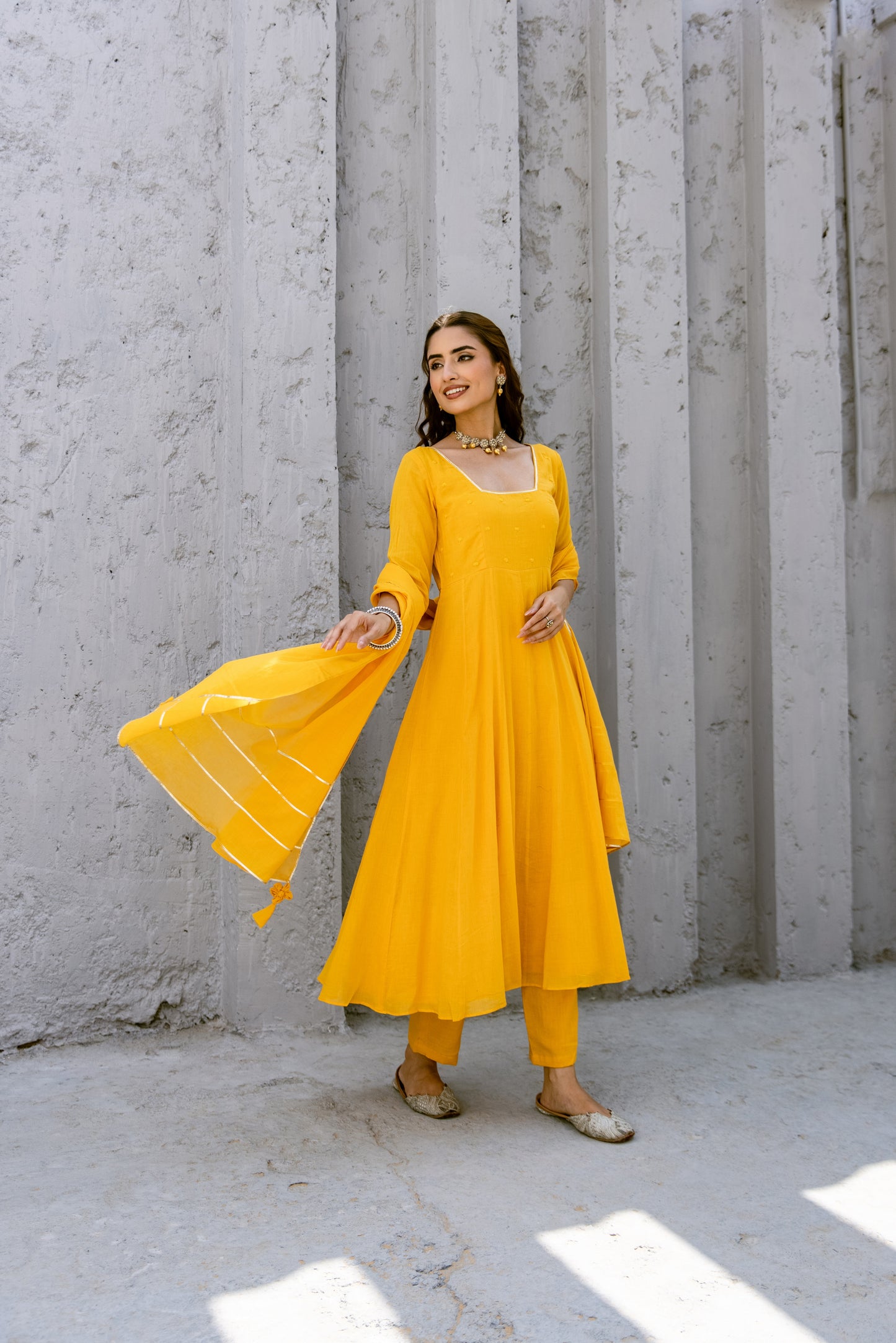 Yellow - Glass Neck Anarkali