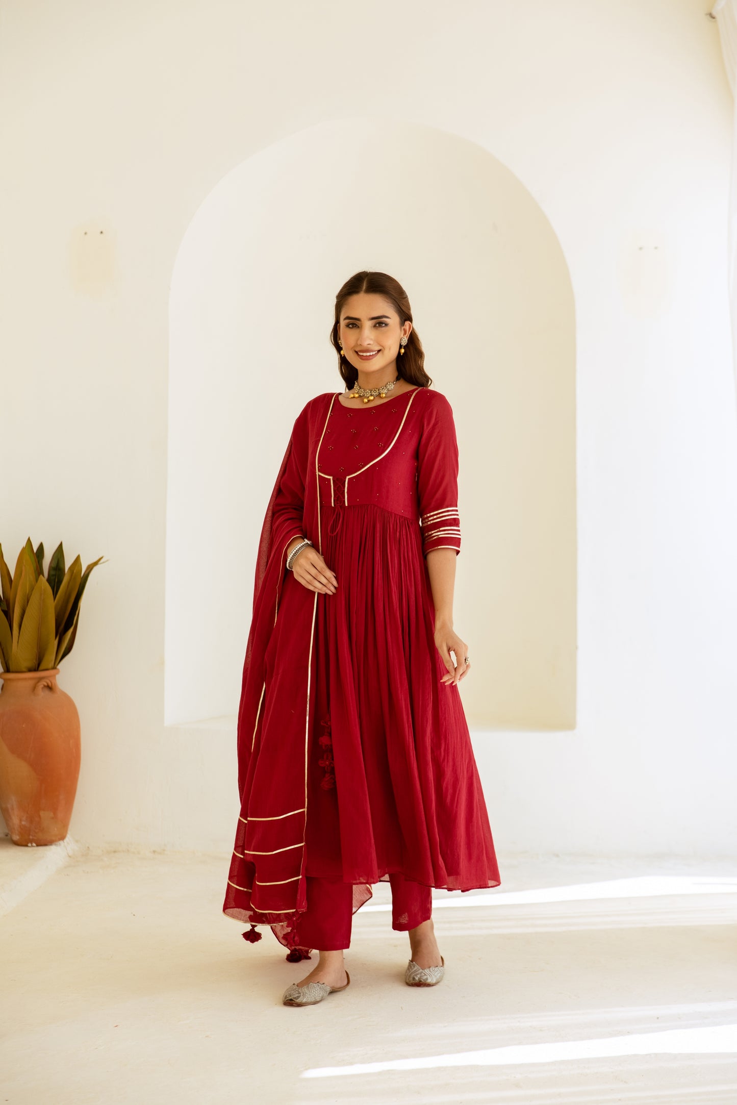 Cherry Red - Jacket Style Anarkali