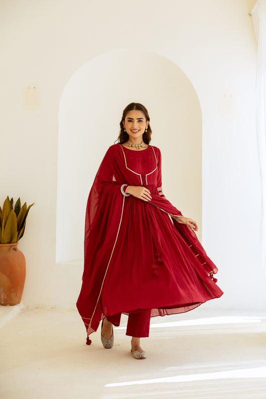 Cherry Red - Jacket Style Anarkali