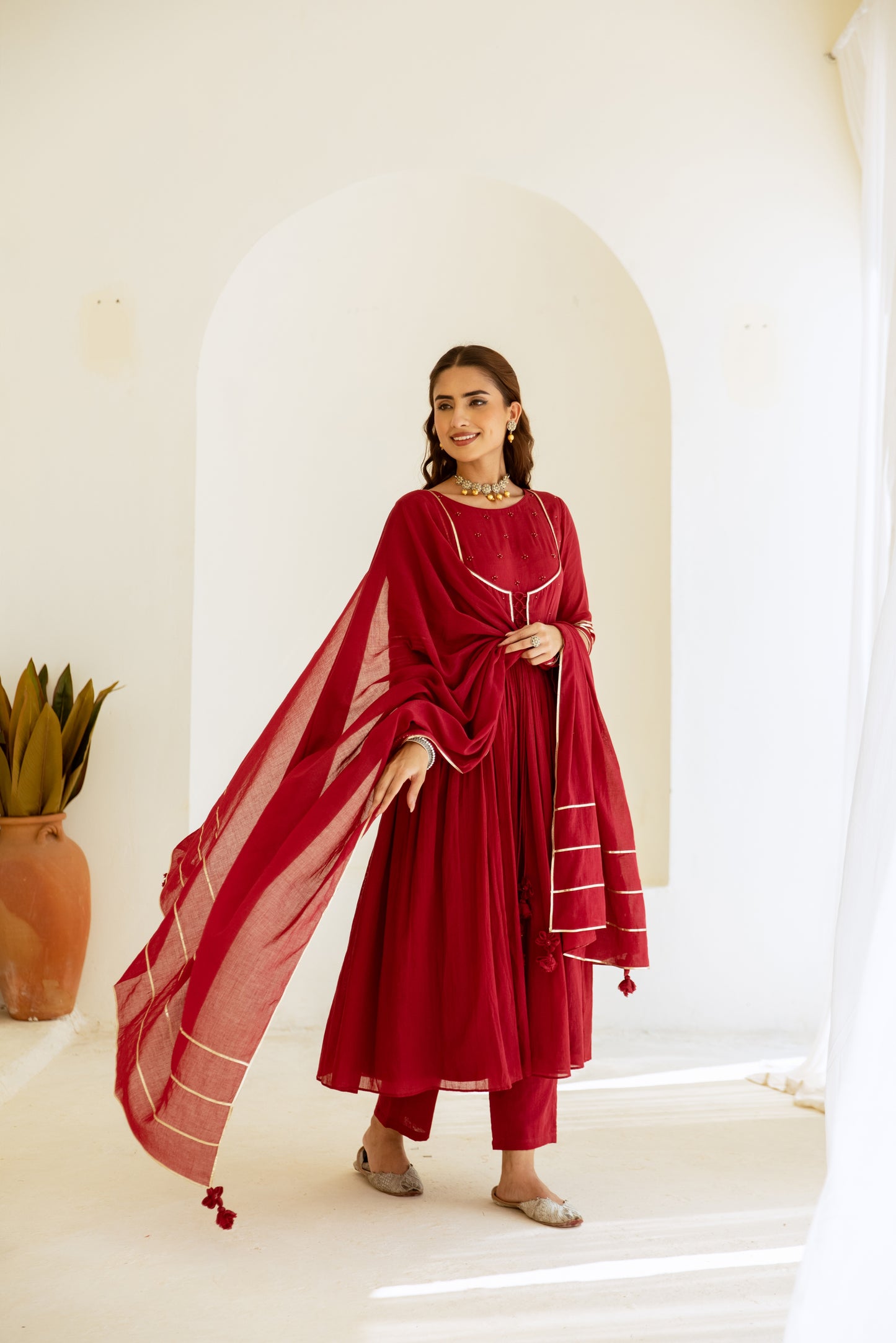 Cherry Red - Jacket Style Anarkali