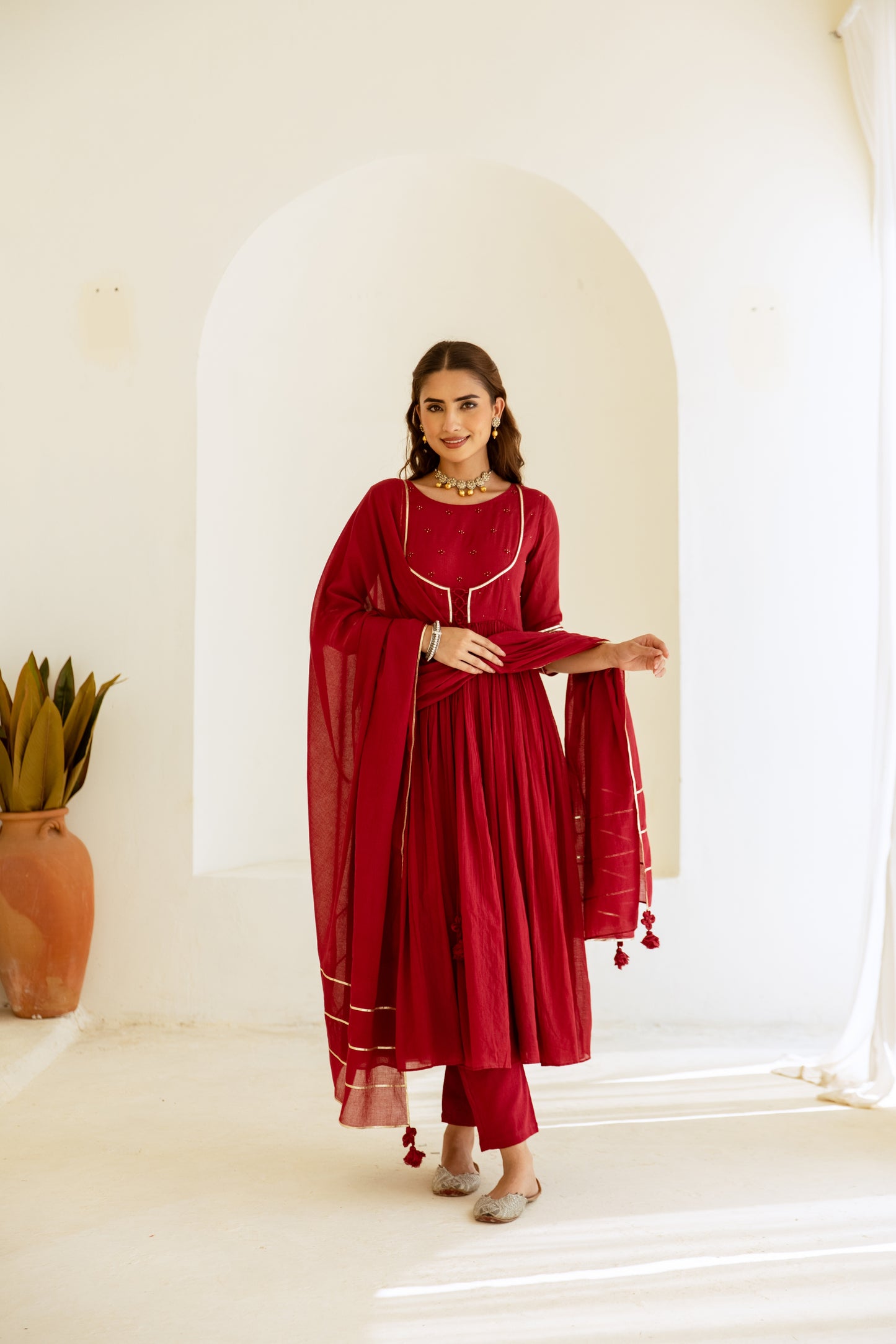 Cherry Red - Jacket Style Anarkali