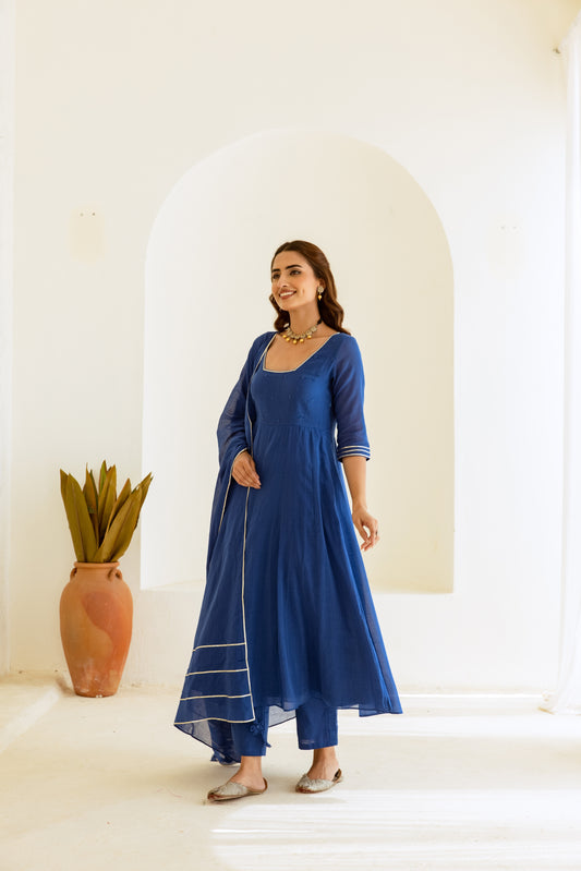 Royal Blue - Glass Neck Anarkali