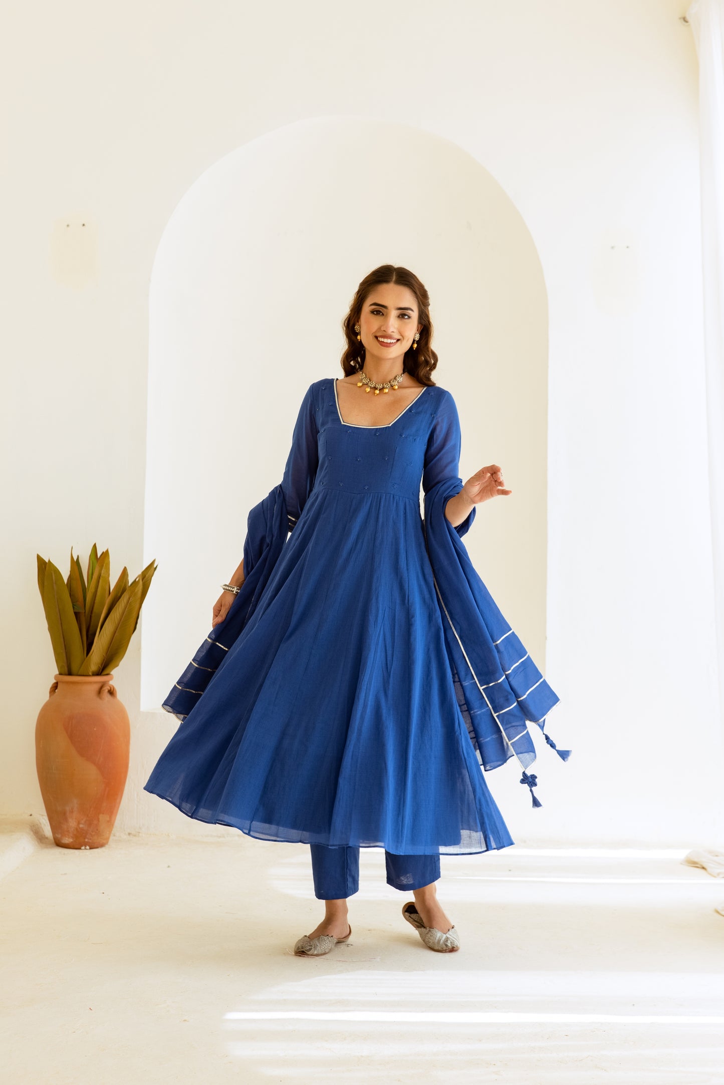 Royal Blue - Glass Neck Anarkali