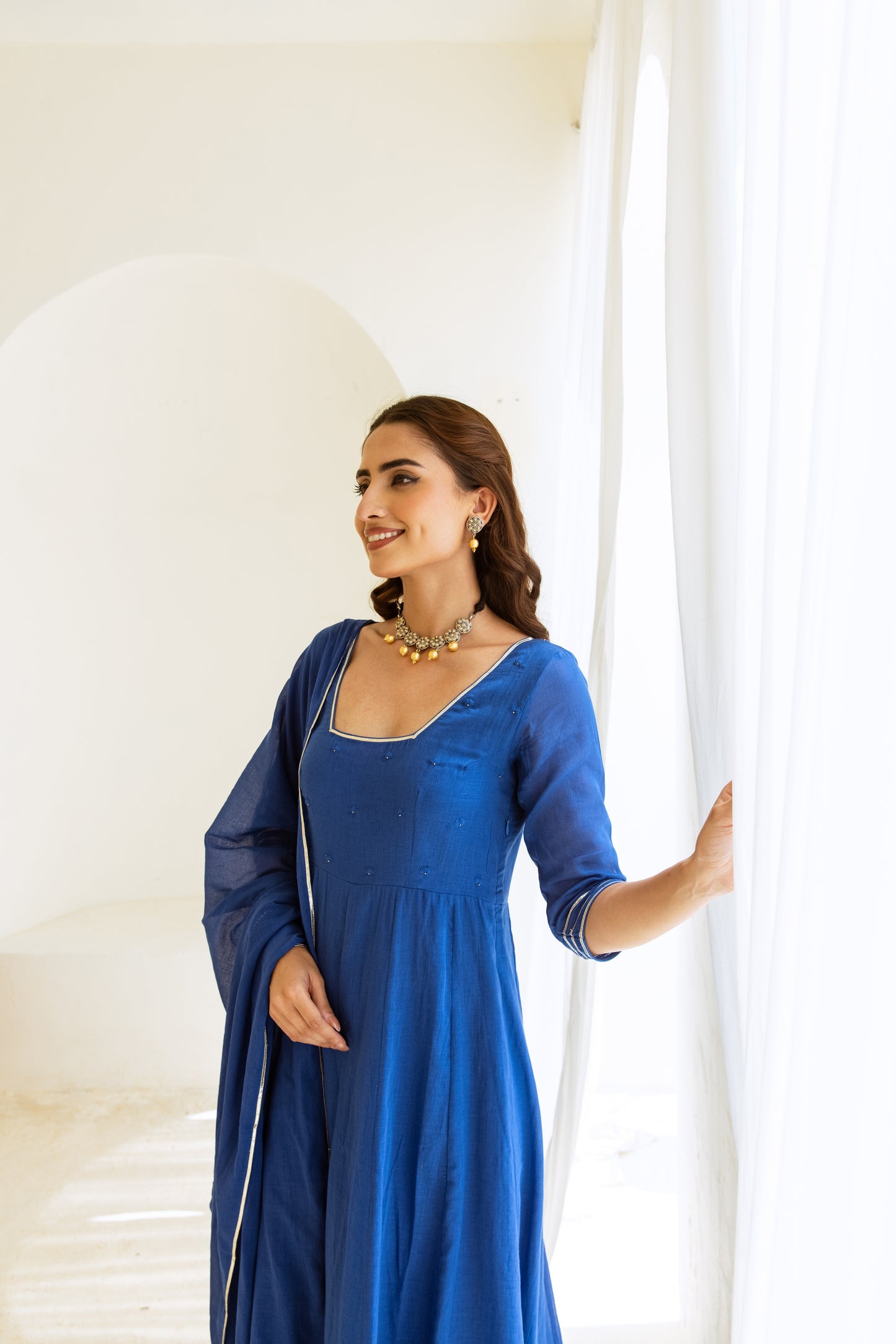 Royal Blue - Glass Neck Anarkali