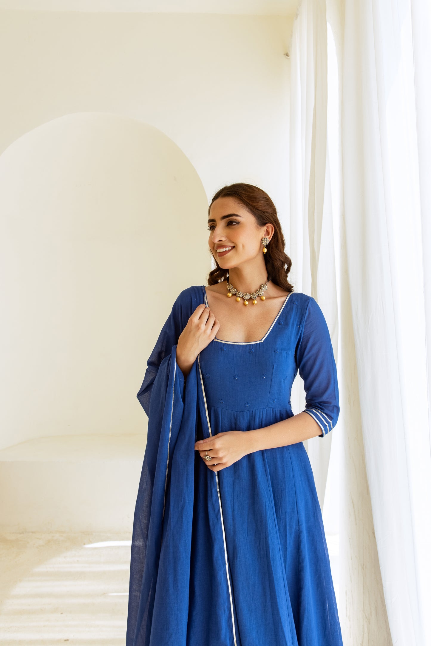 Royal Blue - Glass Neck Anarkali