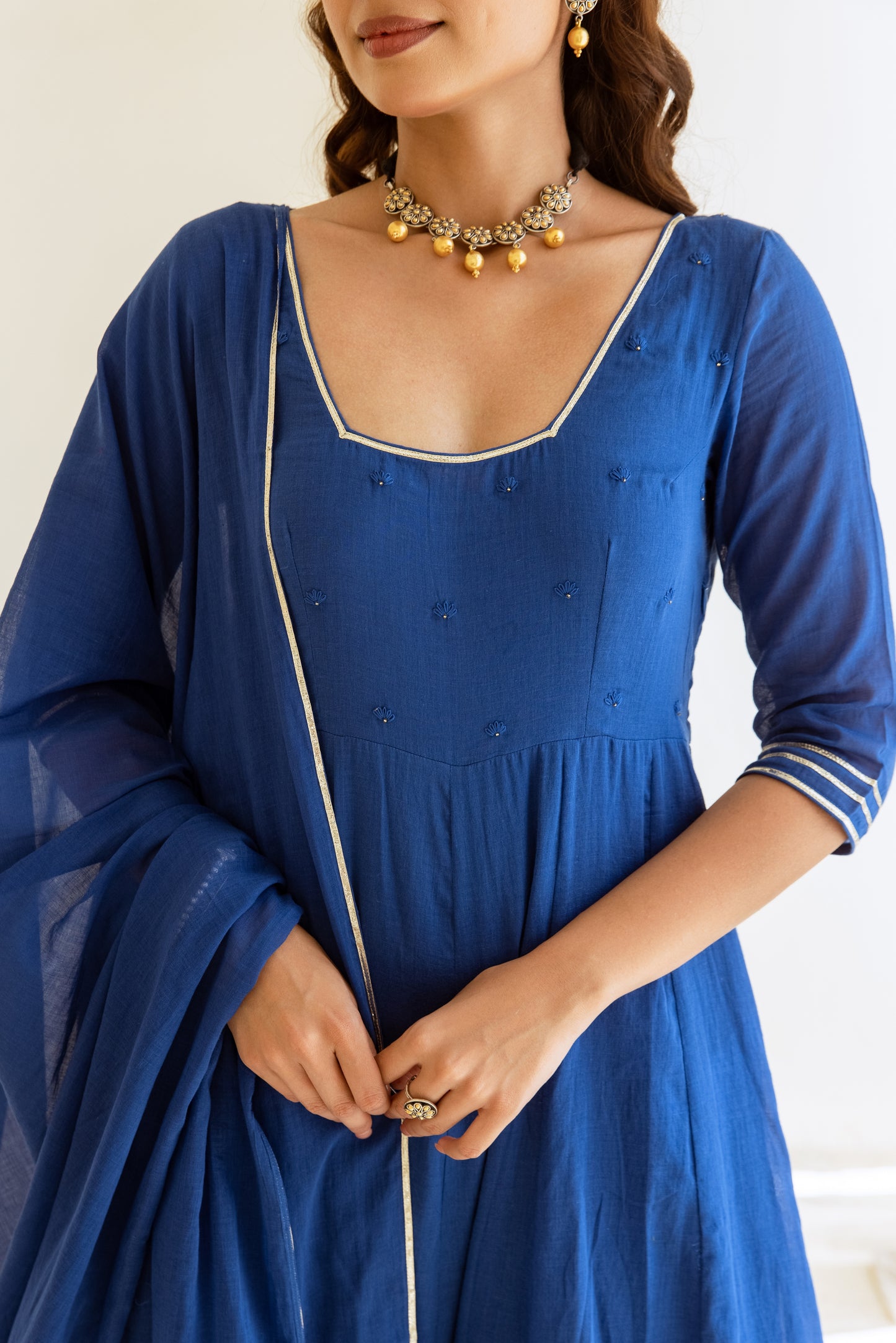 Royal Blue - Glass Neck Anarkali