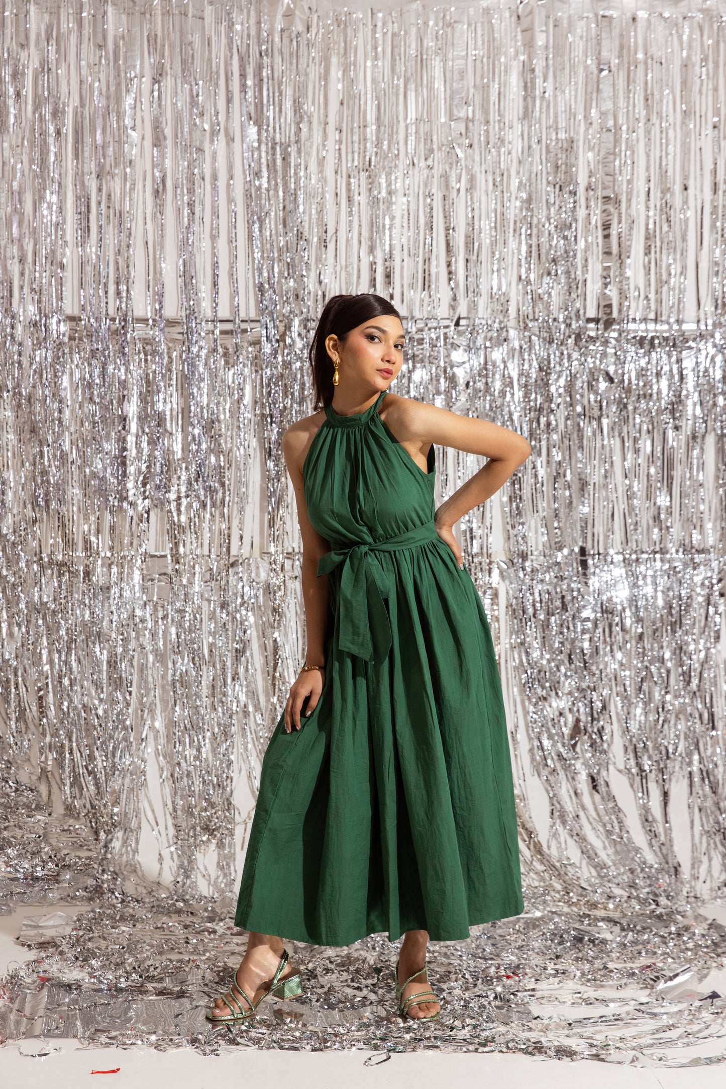 Green Halter Maxi Dress