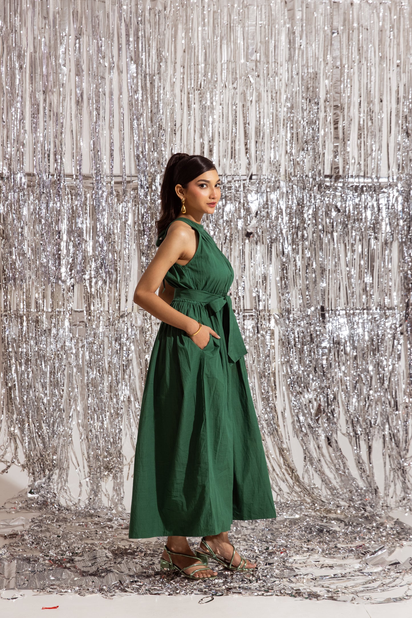 Green Halter Maxi Dress