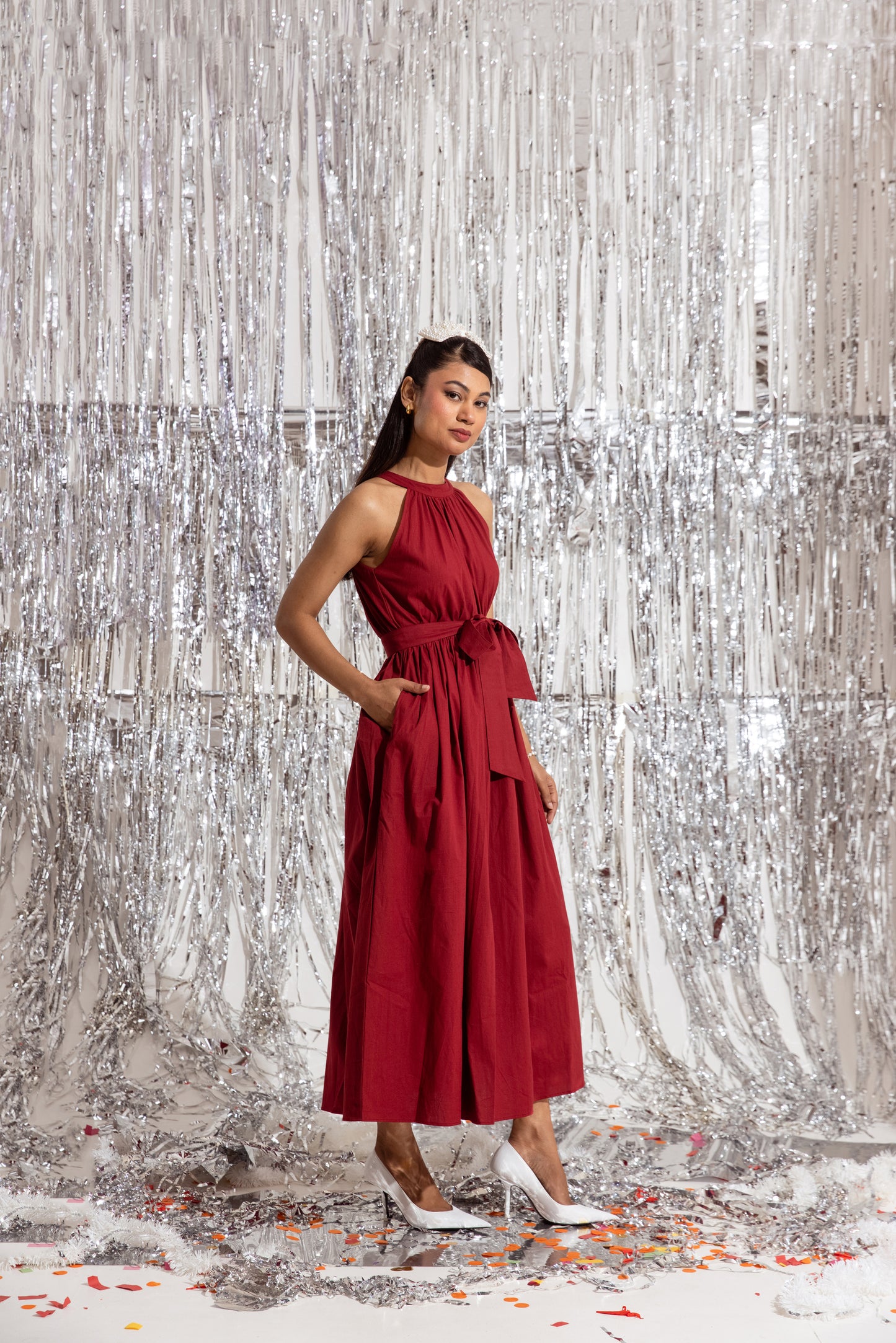 Red Halter Maxi Dress