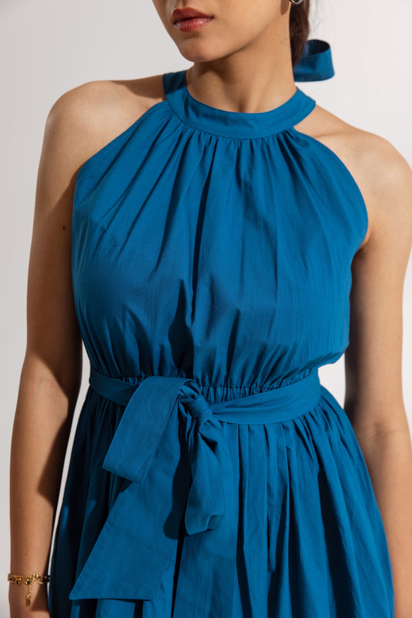 Blue Halter Maxi Dress