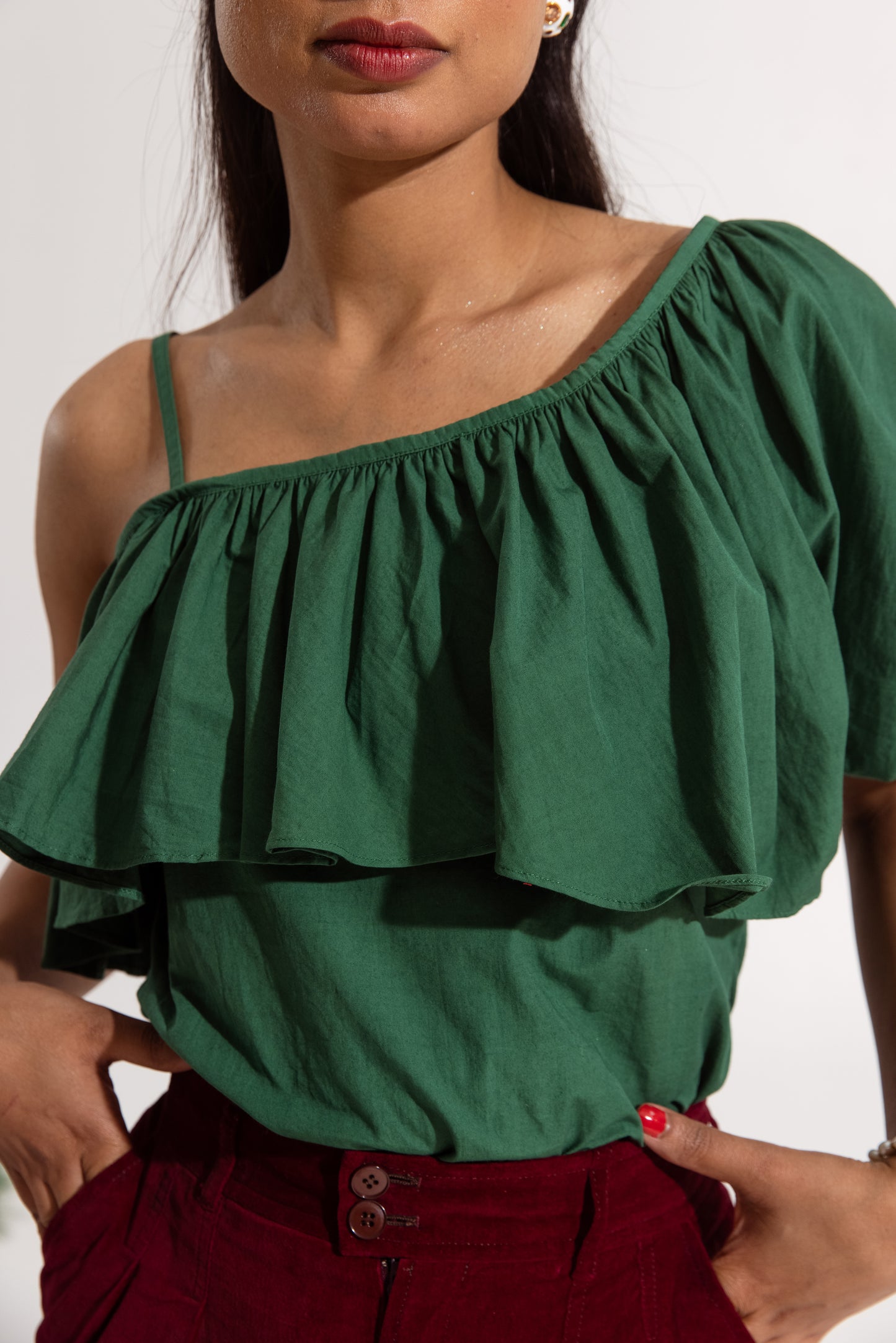 Green Ruffled Toga Top