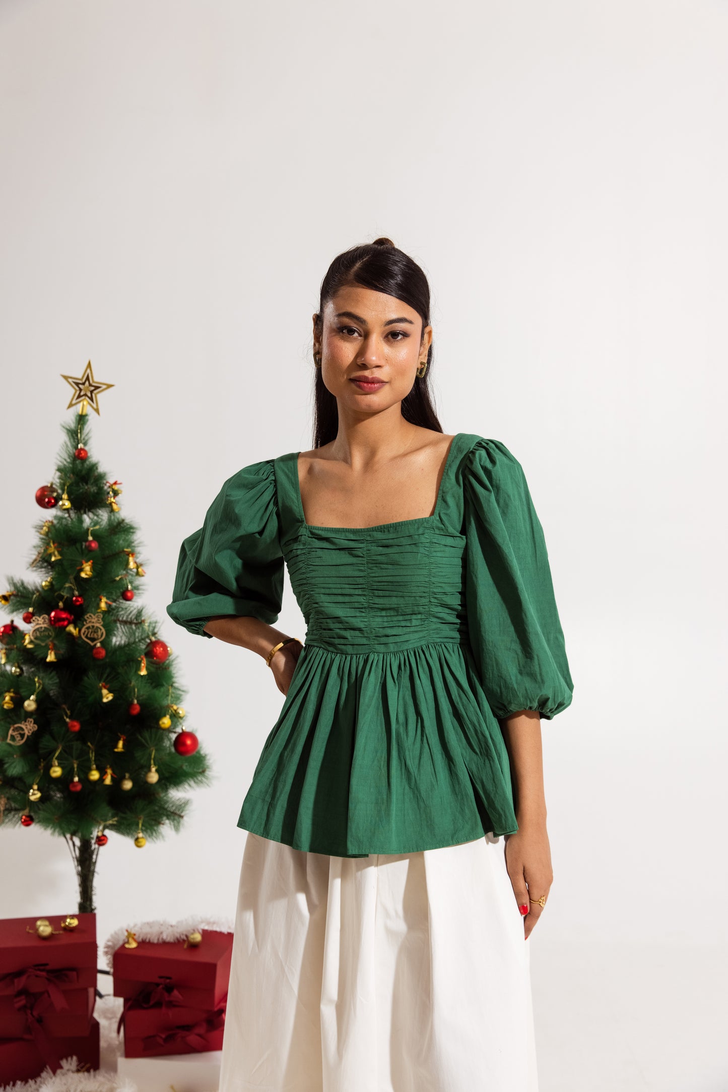 Green Ruched Top