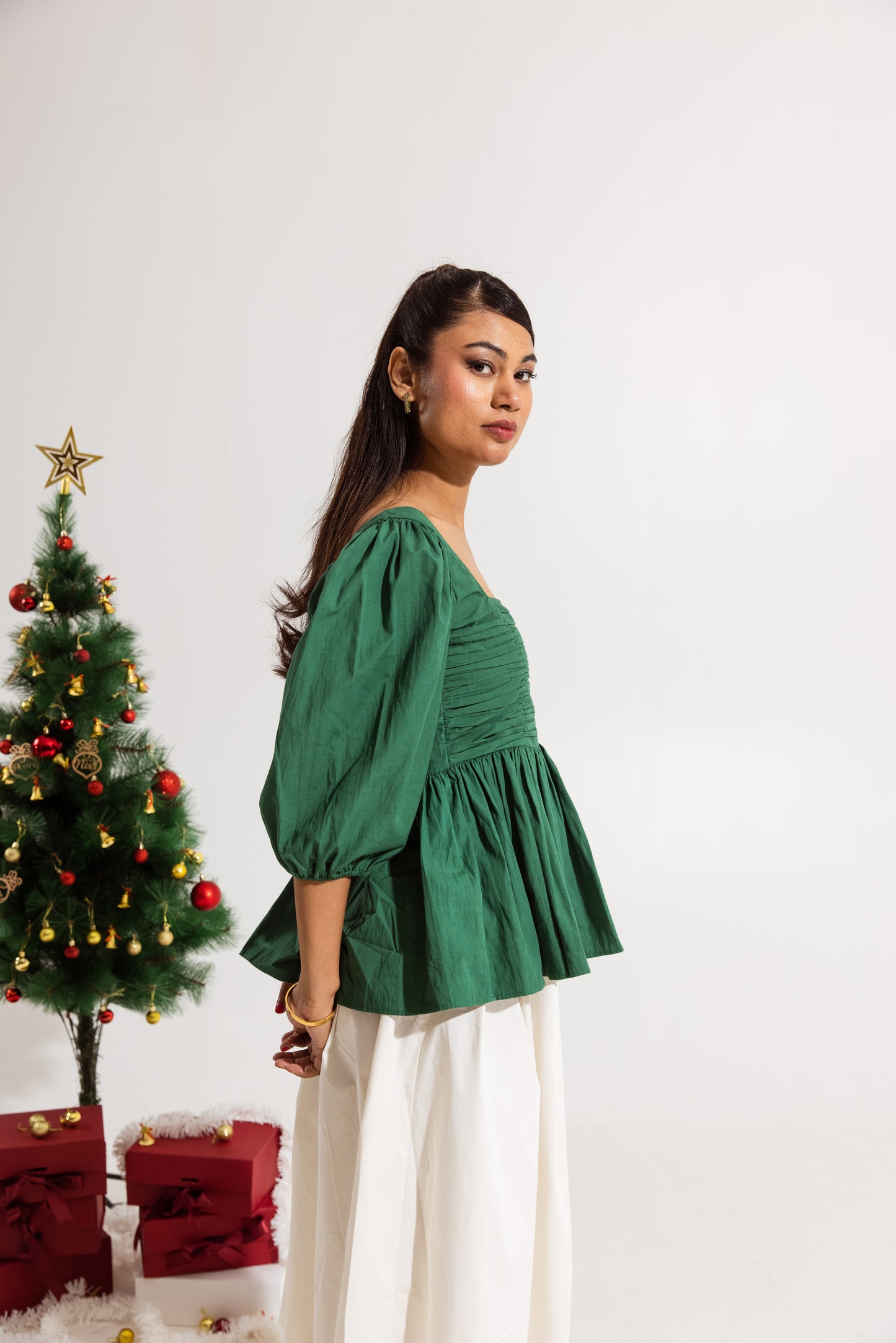 Green Ruched Top