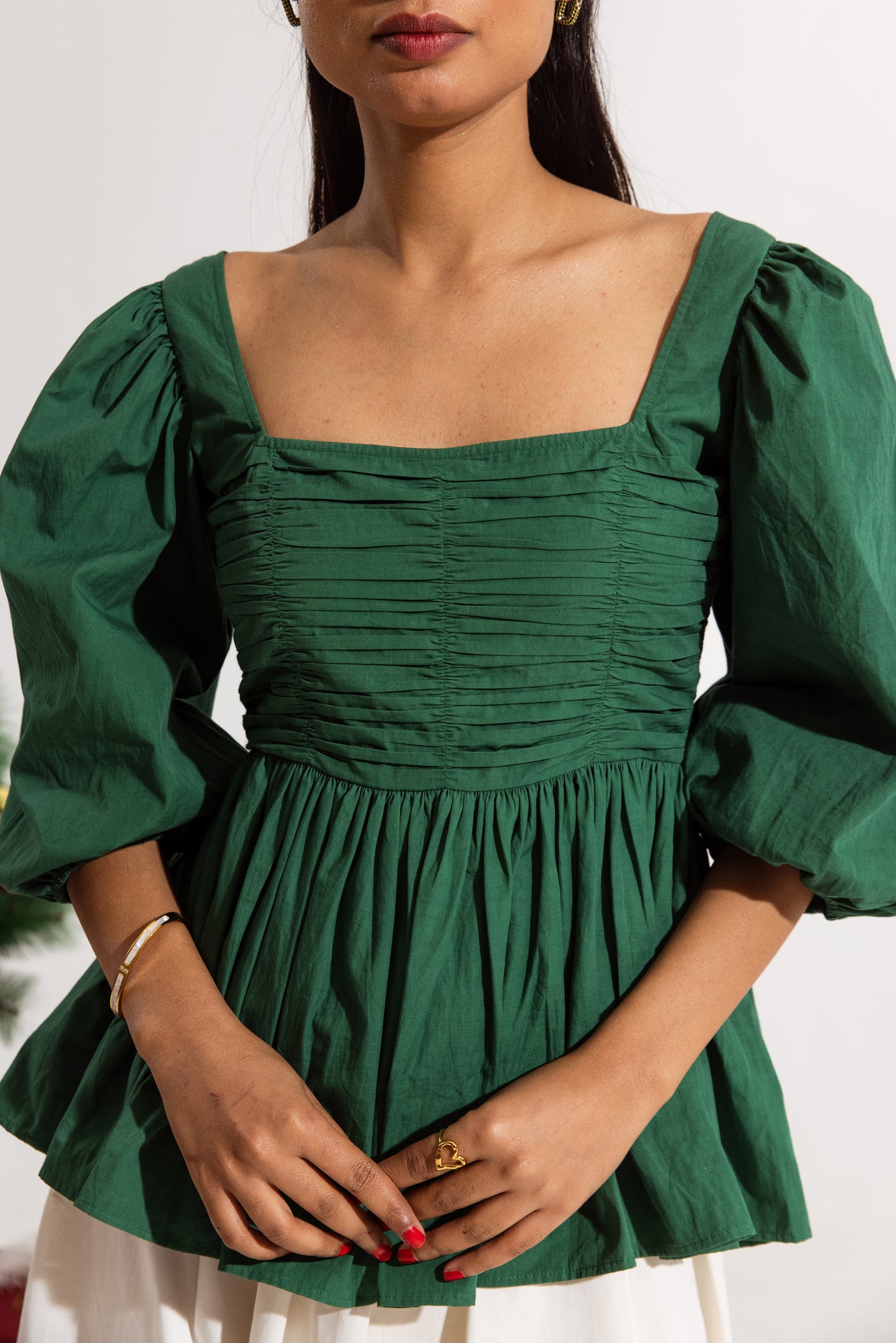 Green Ruched Top