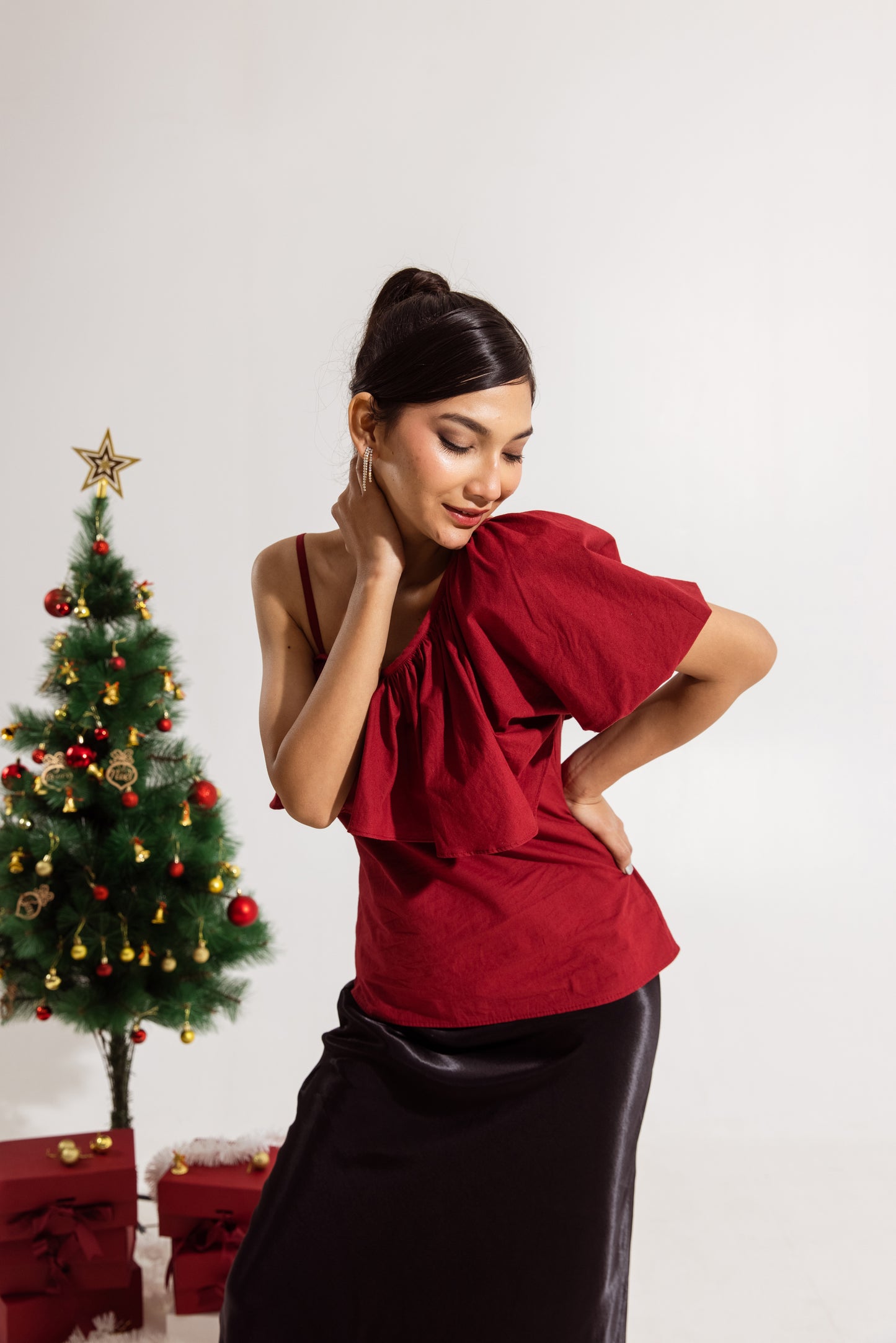 Red Ruffled Toga Top