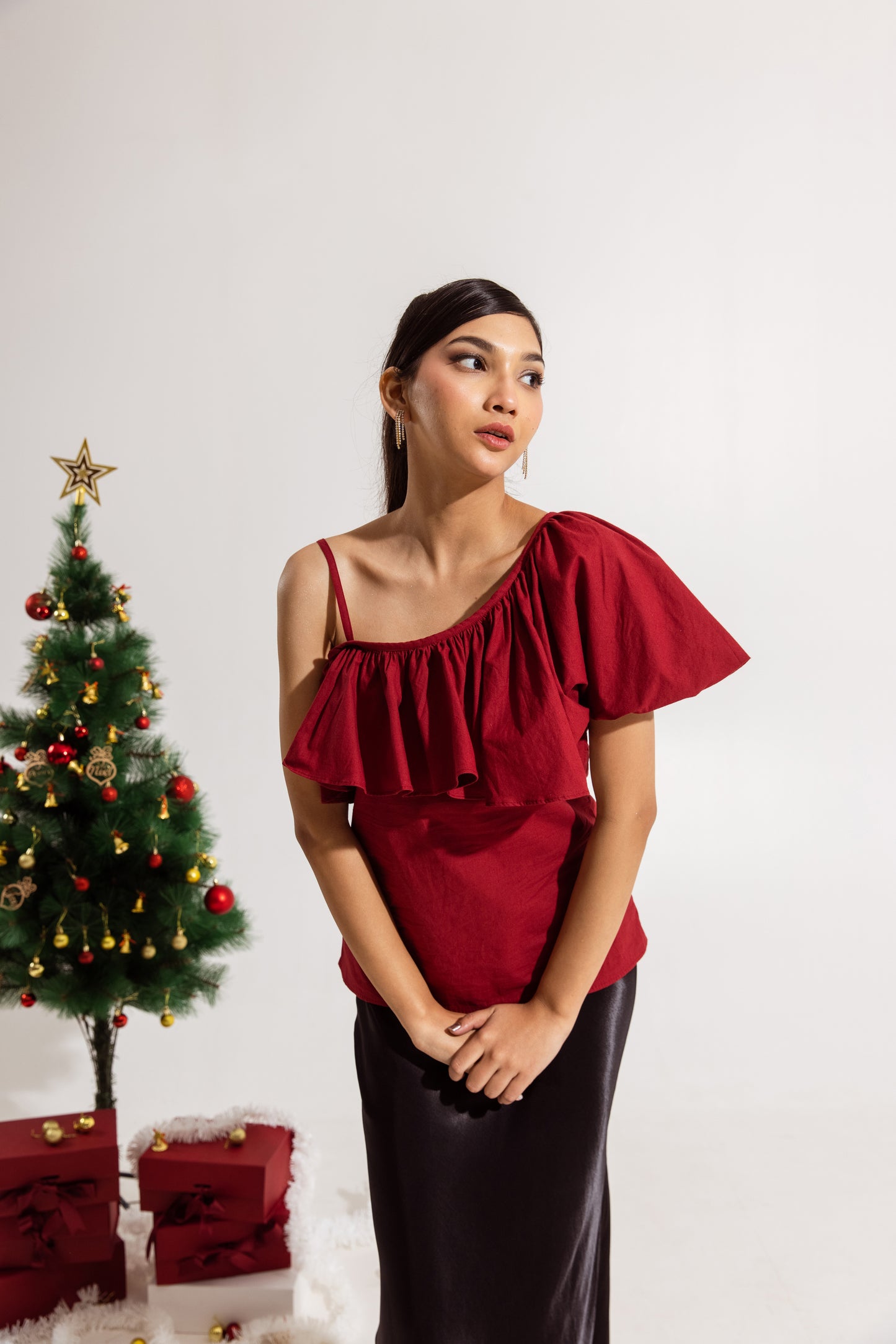 Red Ruffled Toga Top