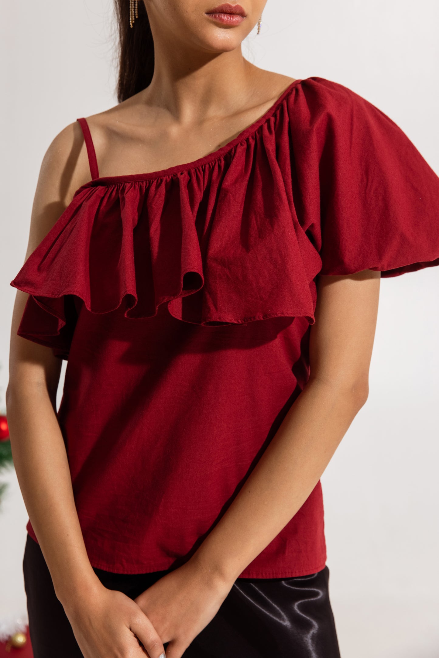 Red Ruffled Toga Top