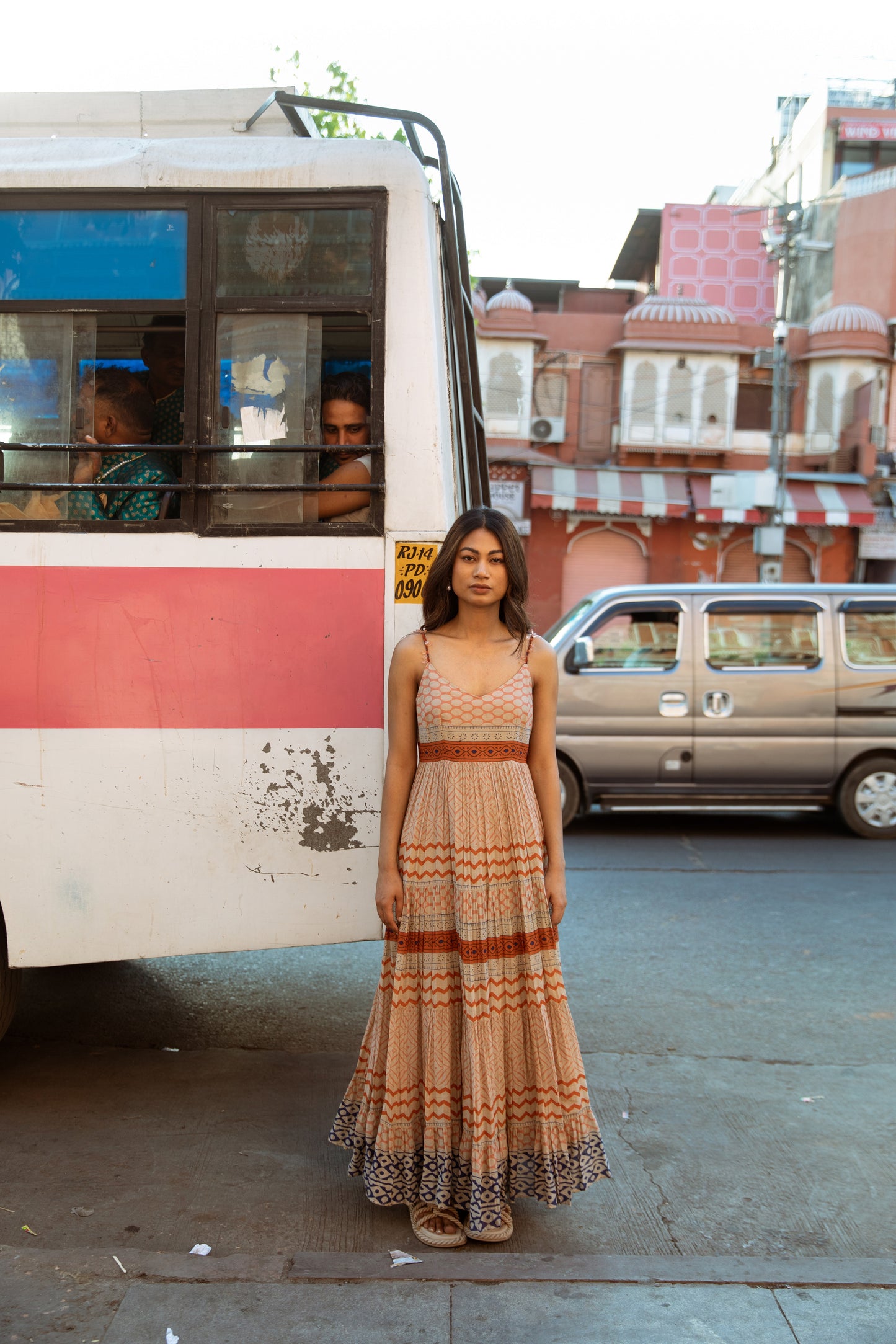 Brown Strappy Tier Dress