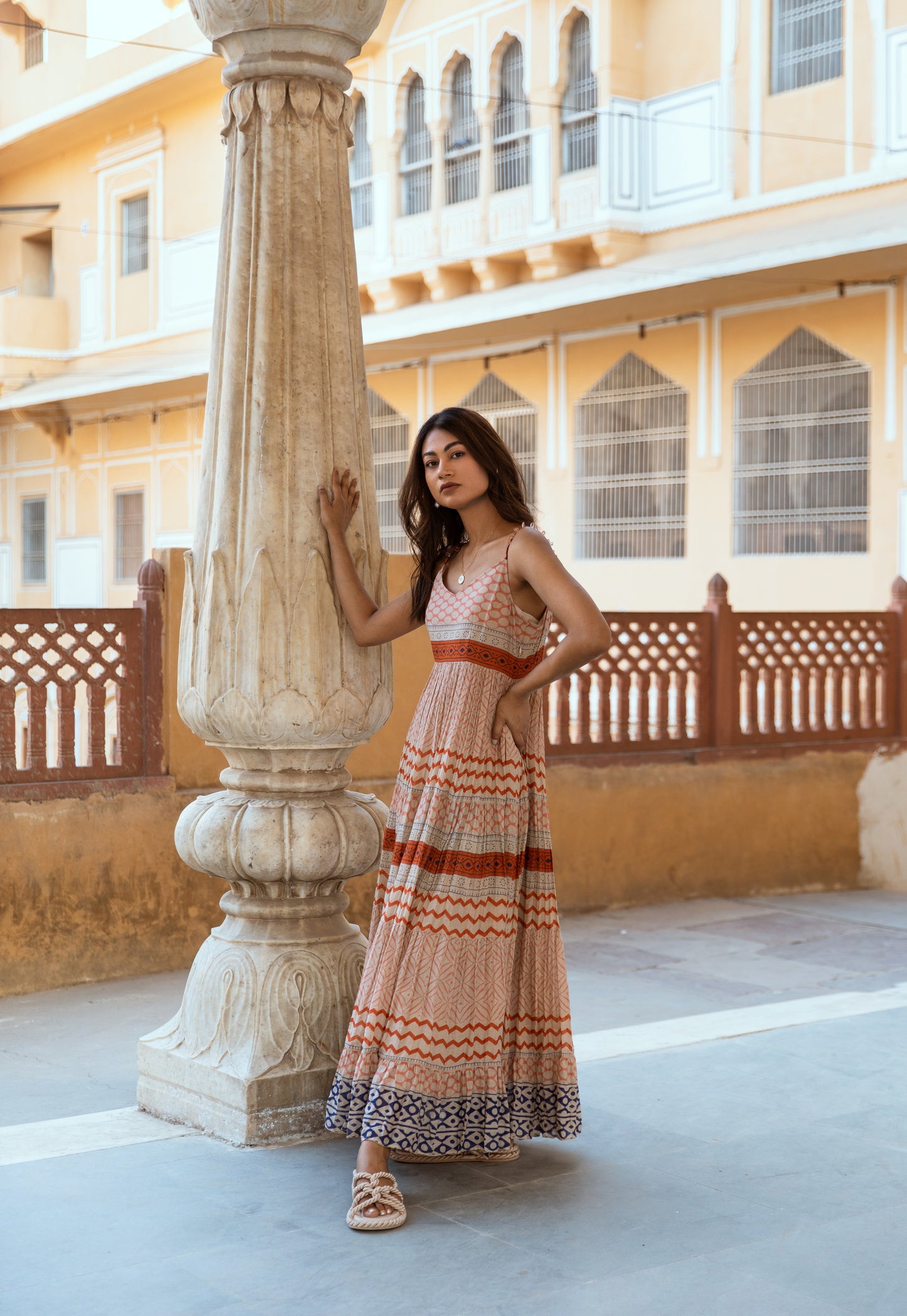 Brown Strappy Tier Dress