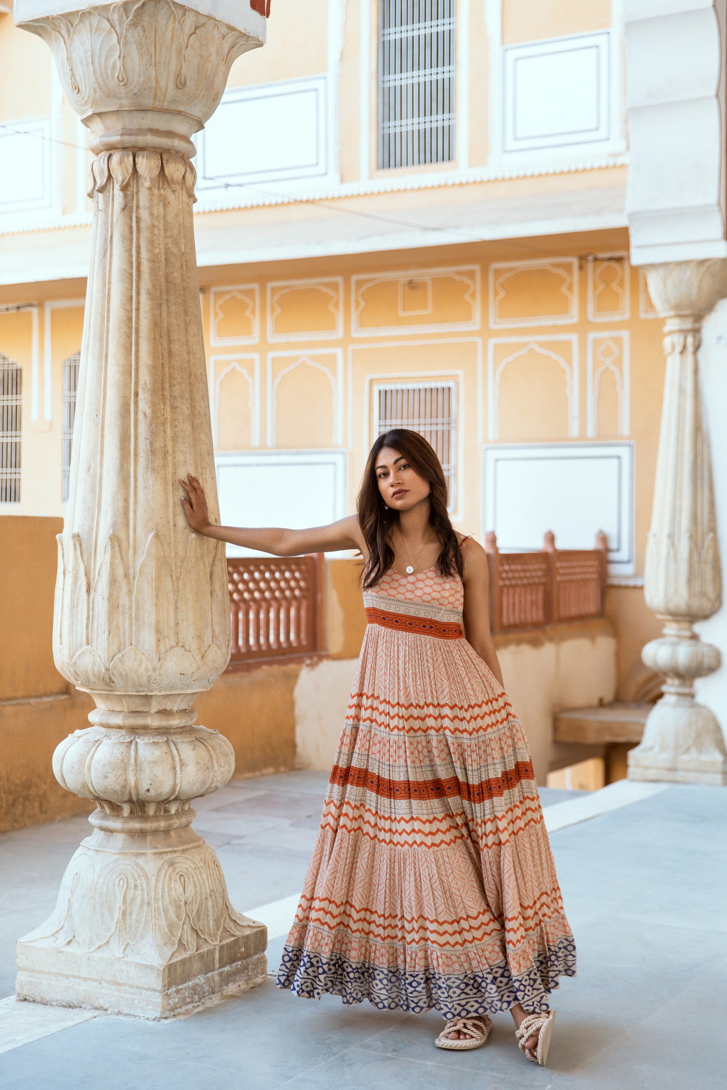 Brown Strappy Tier Dress