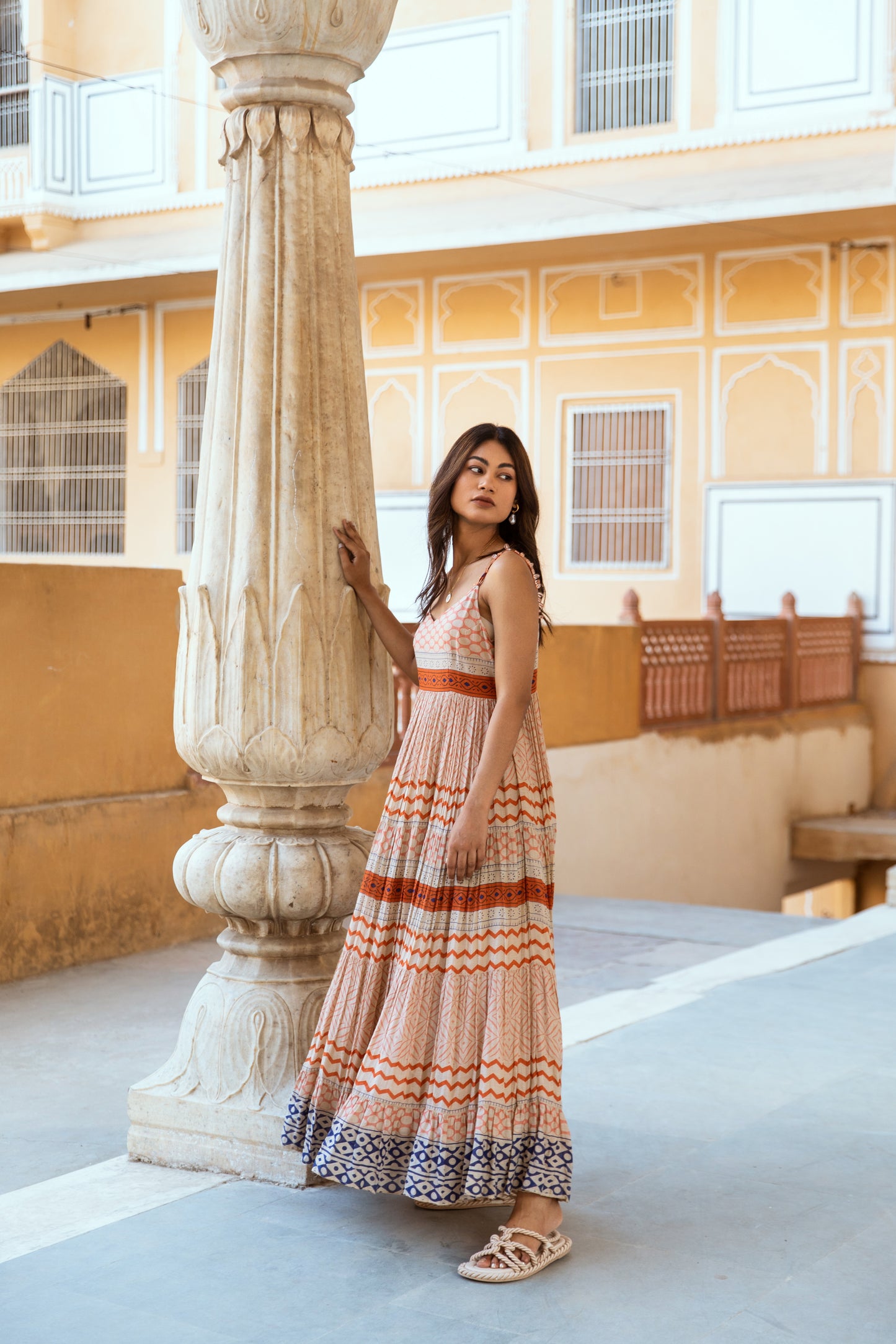 Brown Strappy Tier Dress