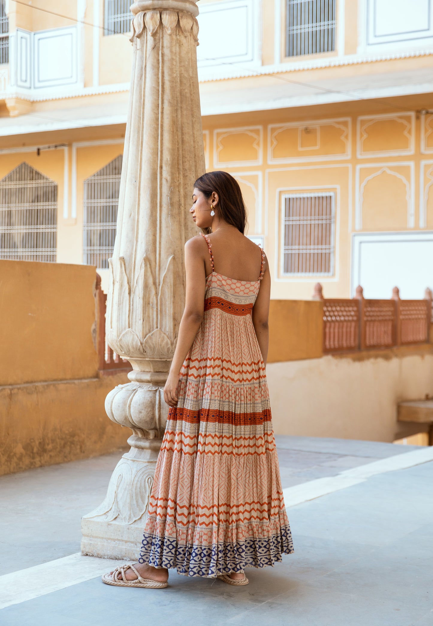 Brown Strappy Tier Dress