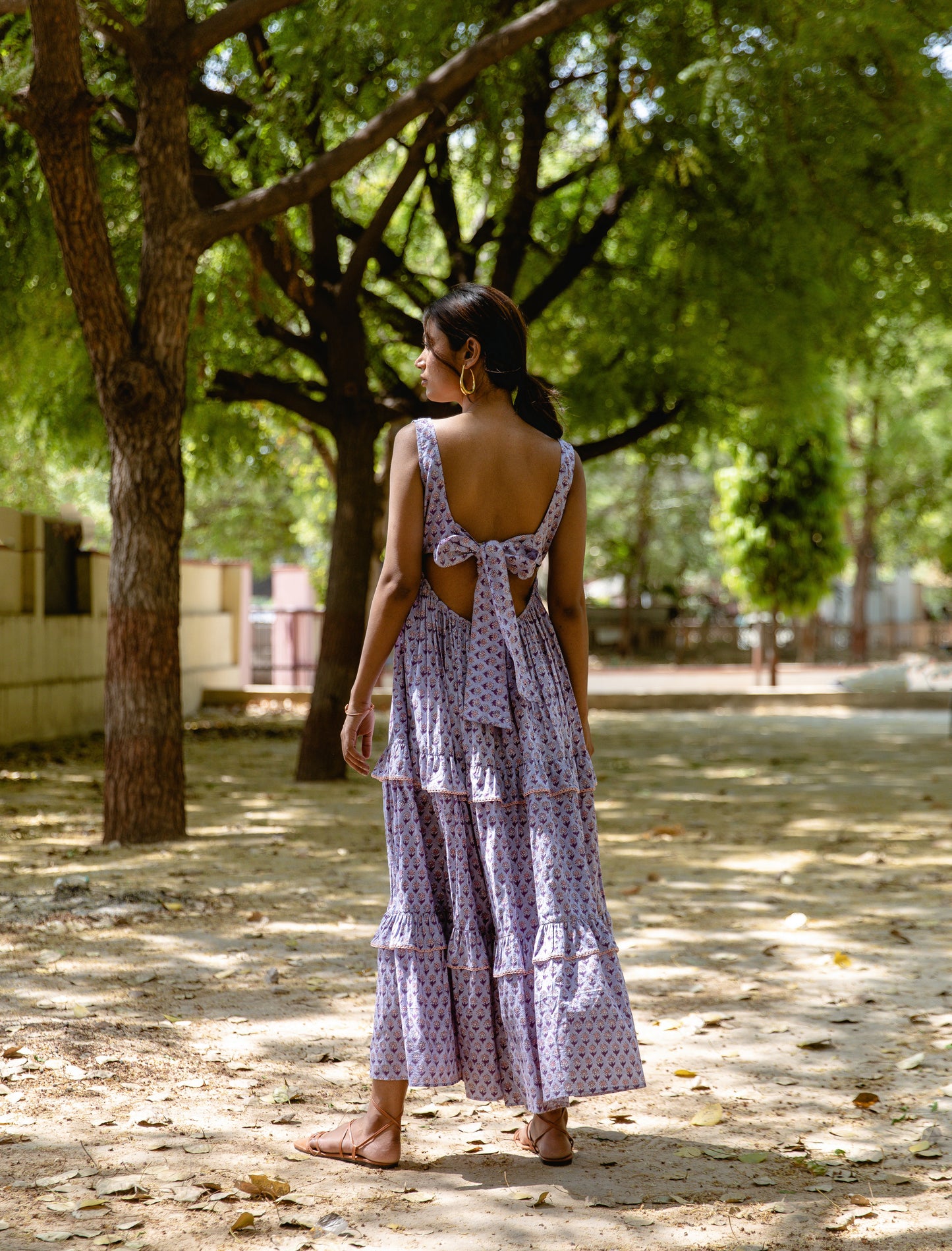 Lilac Printed 3 Tier Dress