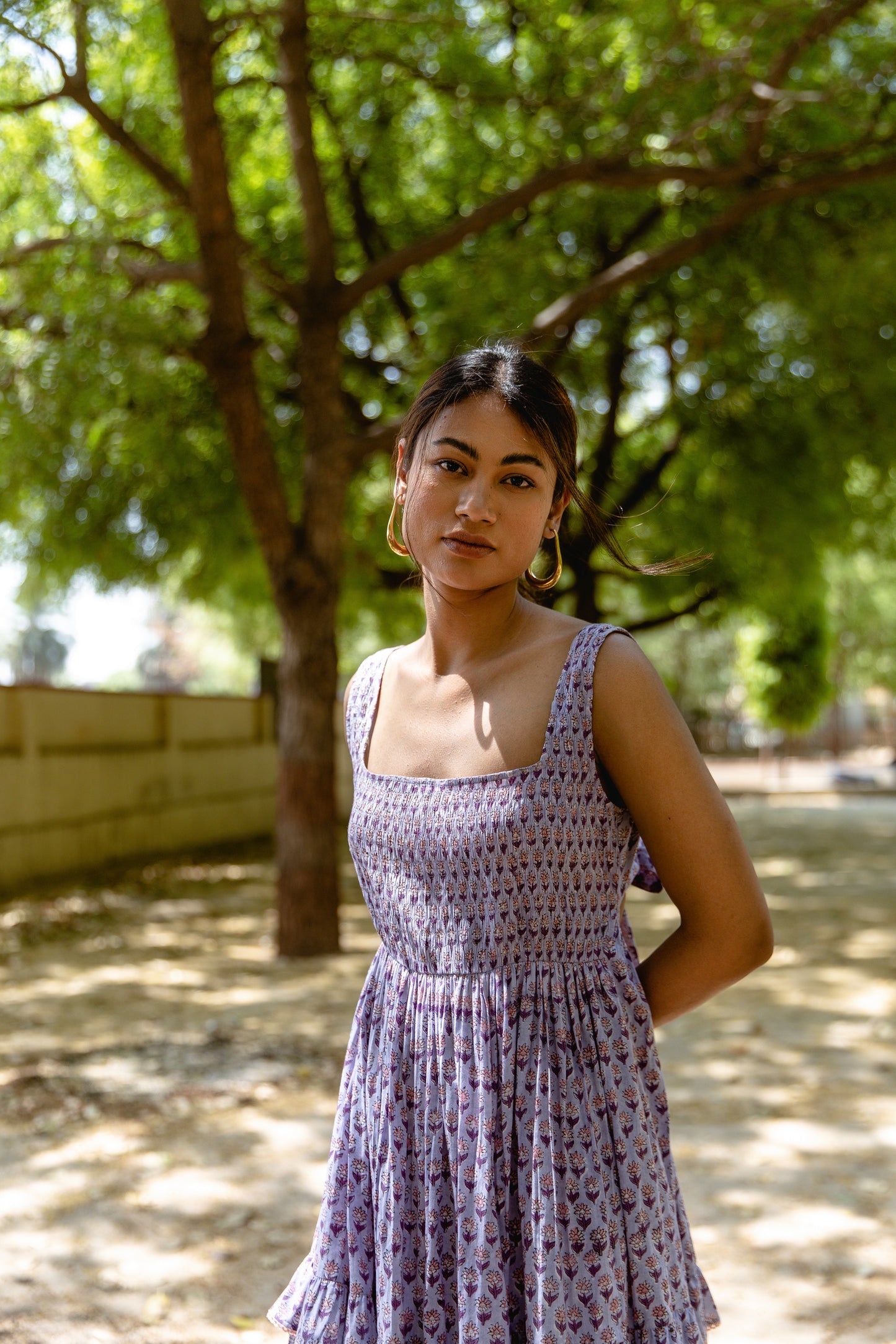 Lilac Printed 3 Tier Dress