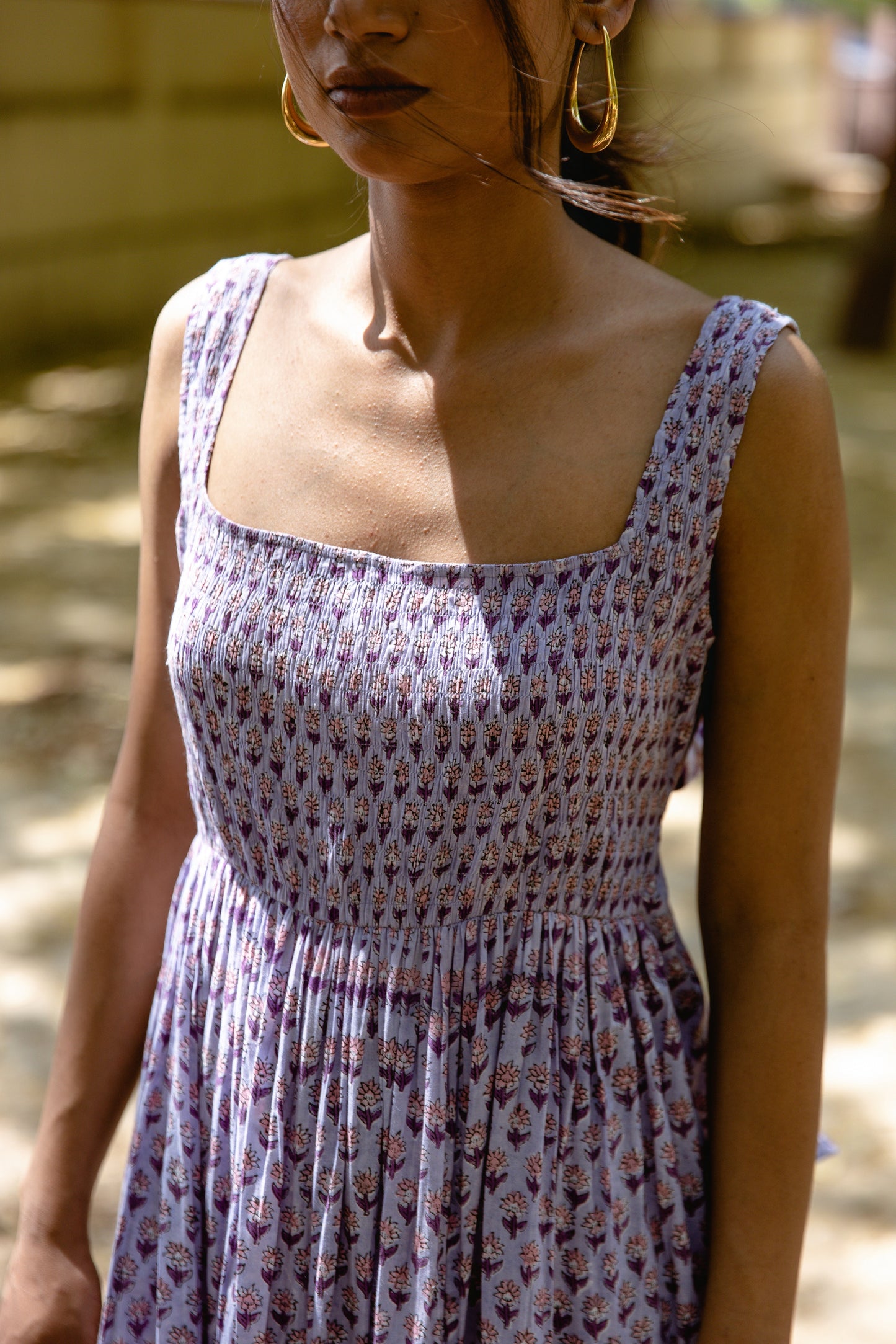 Lilac Printed 3 Tier Dress