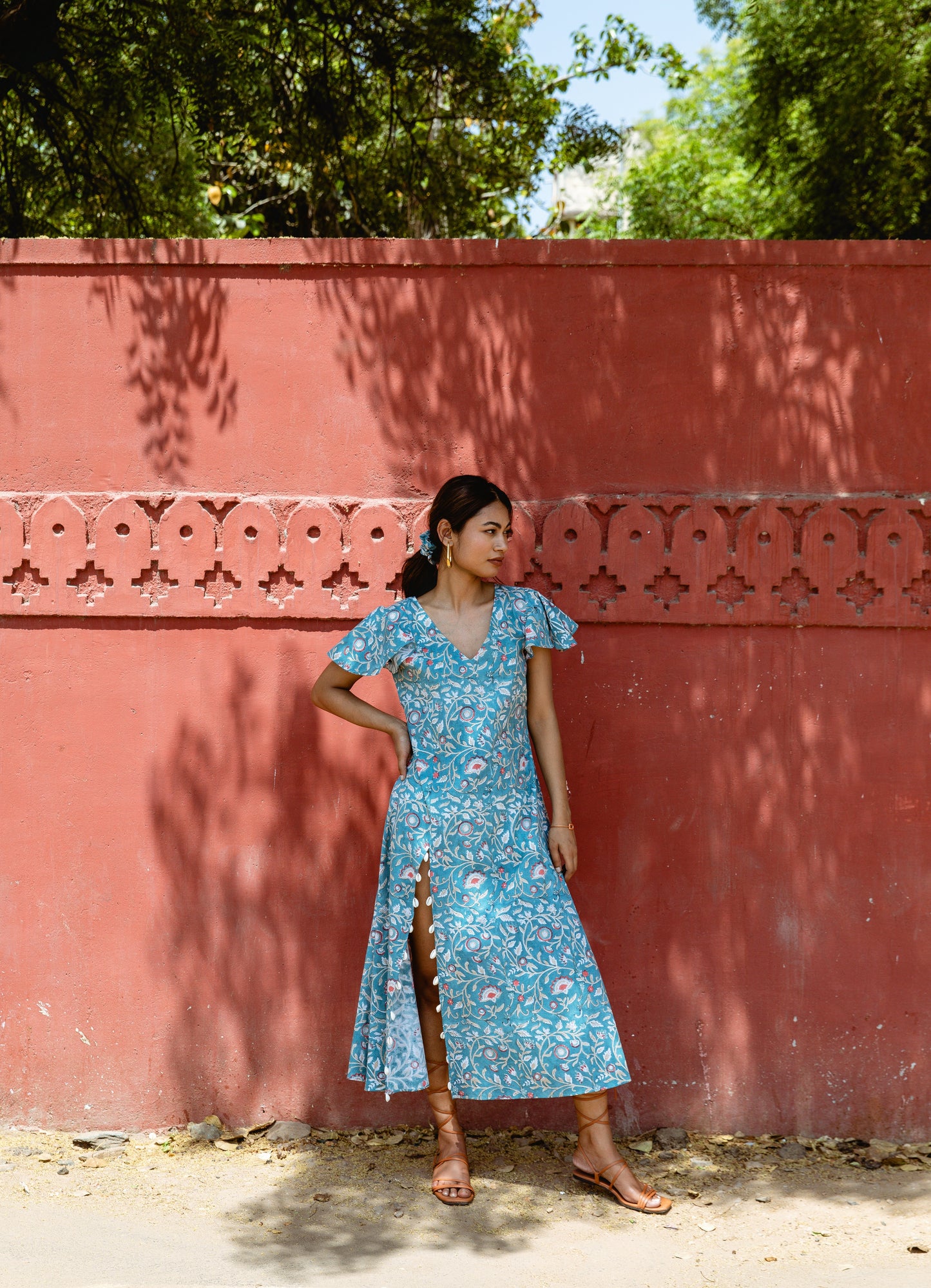 Teal Blue High Slit Dress