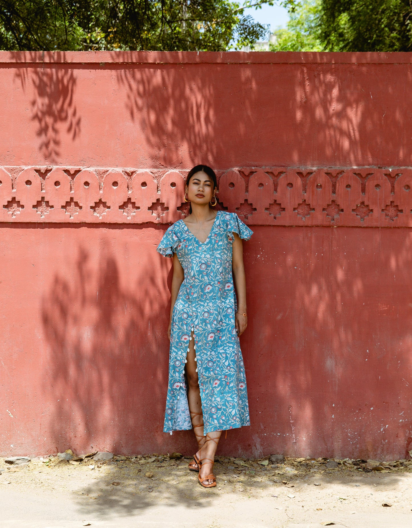 Teal Blue High Slit Dress