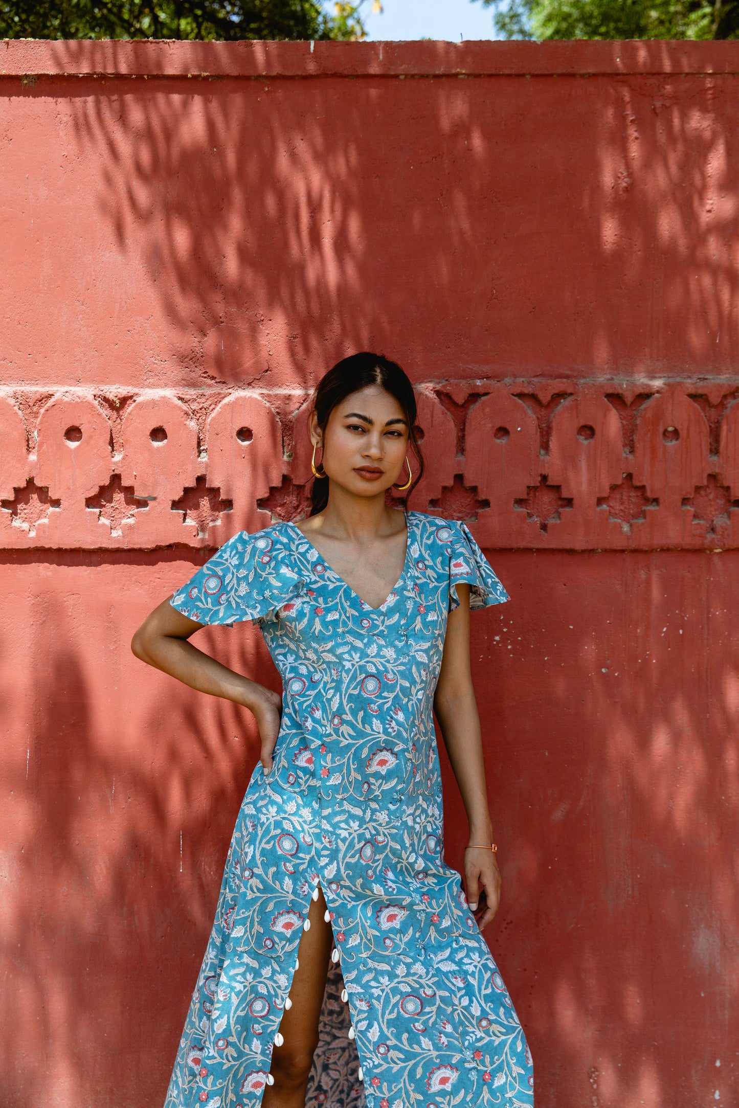 Teal Blue High Slit Dress