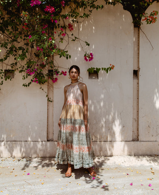 Brown Halter Maxi Dress