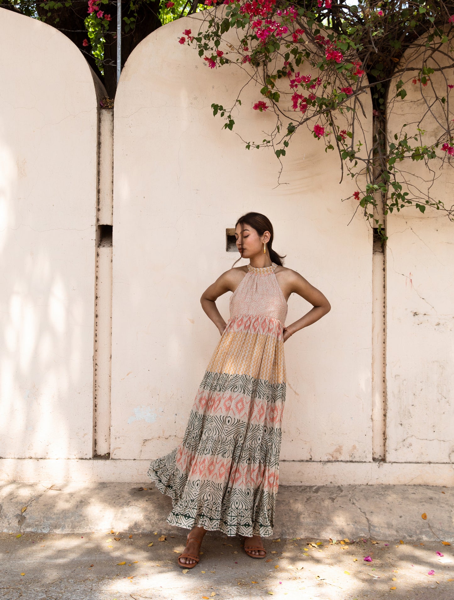 Brown Halter Maxi Dress