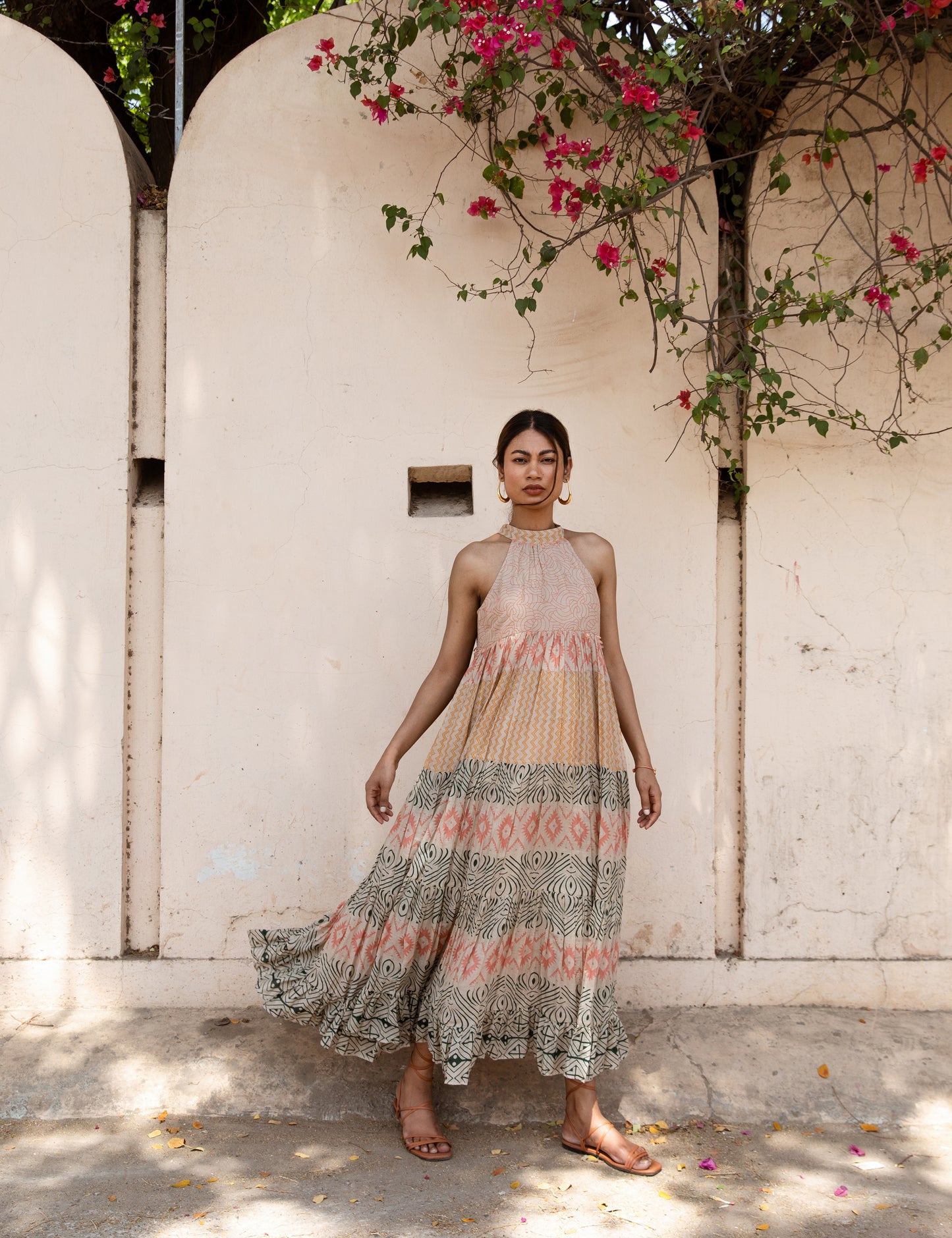 Brown Halter Maxi Dress