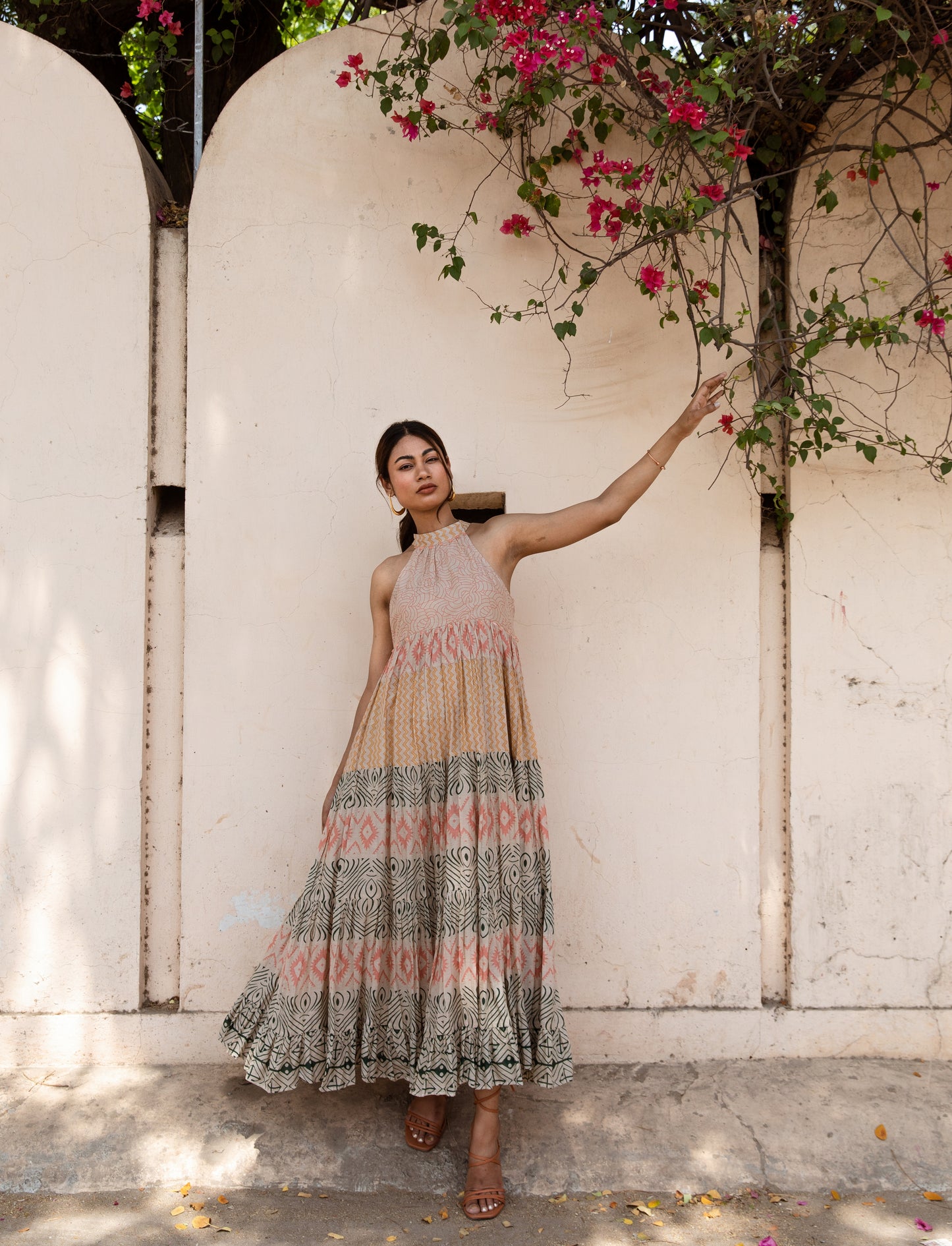 Brown Halter Maxi Dress