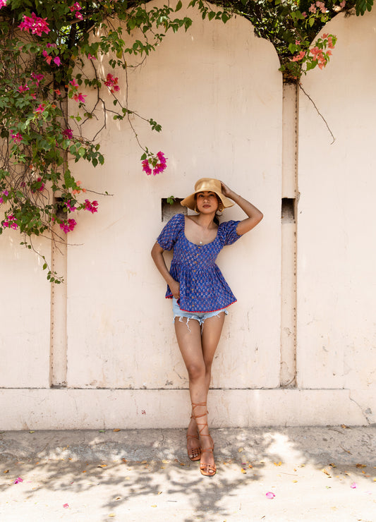 Blue Printed Top